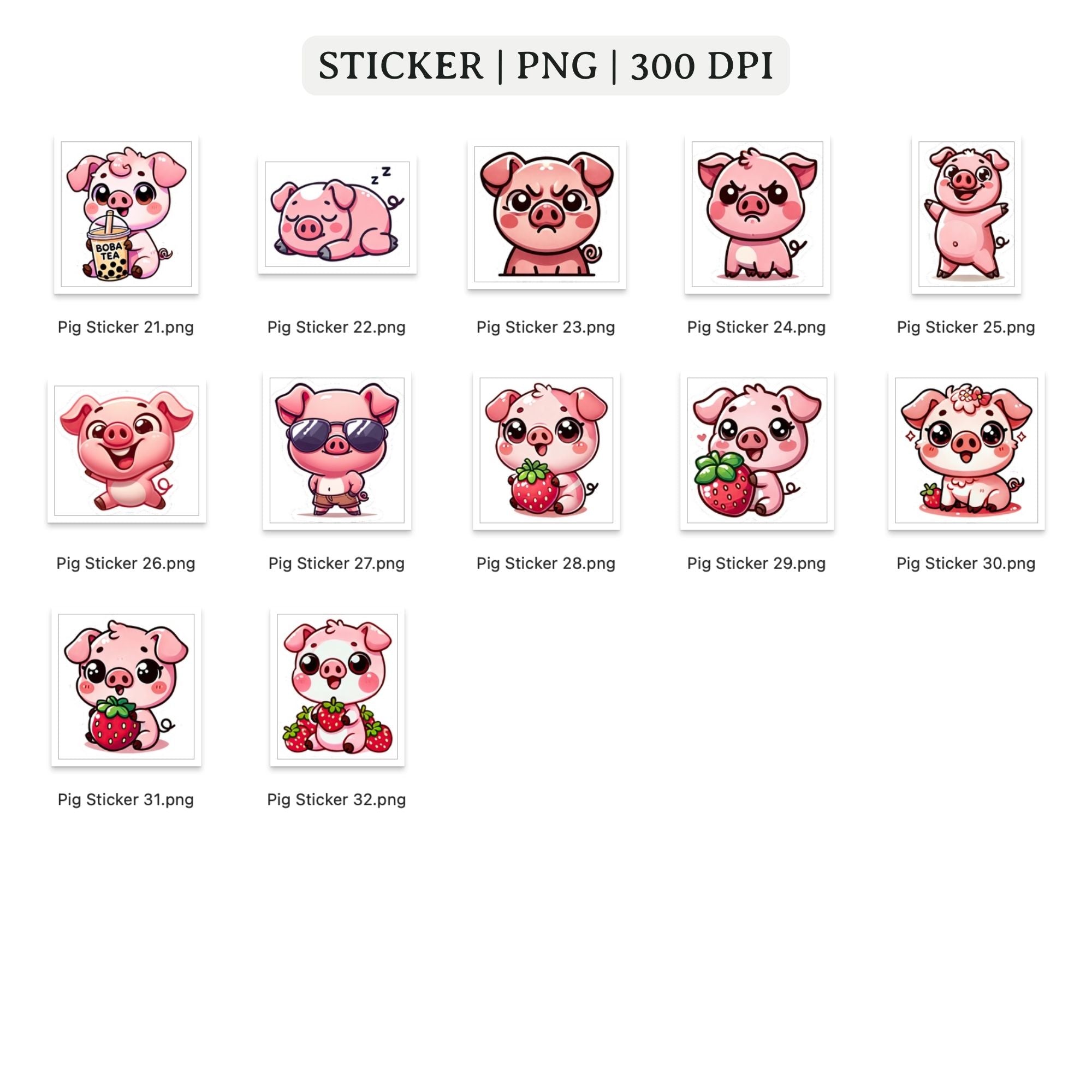 Pig Stickers Printable PNG