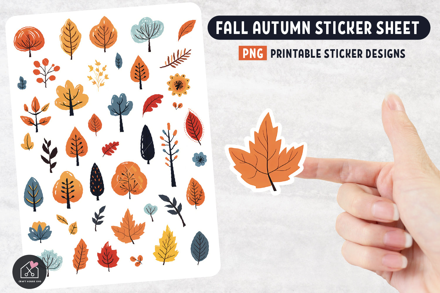 Fall Autumn Sticker Sheet PNG Print and Cut Sticker Designs