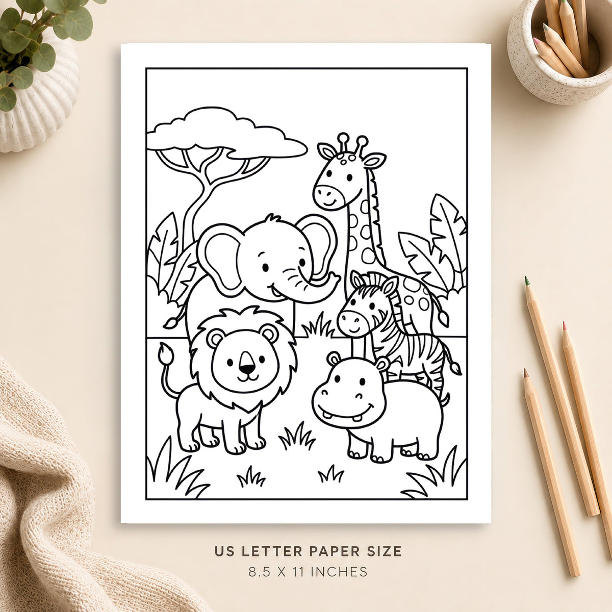 Safari Animals Coloring Page 4