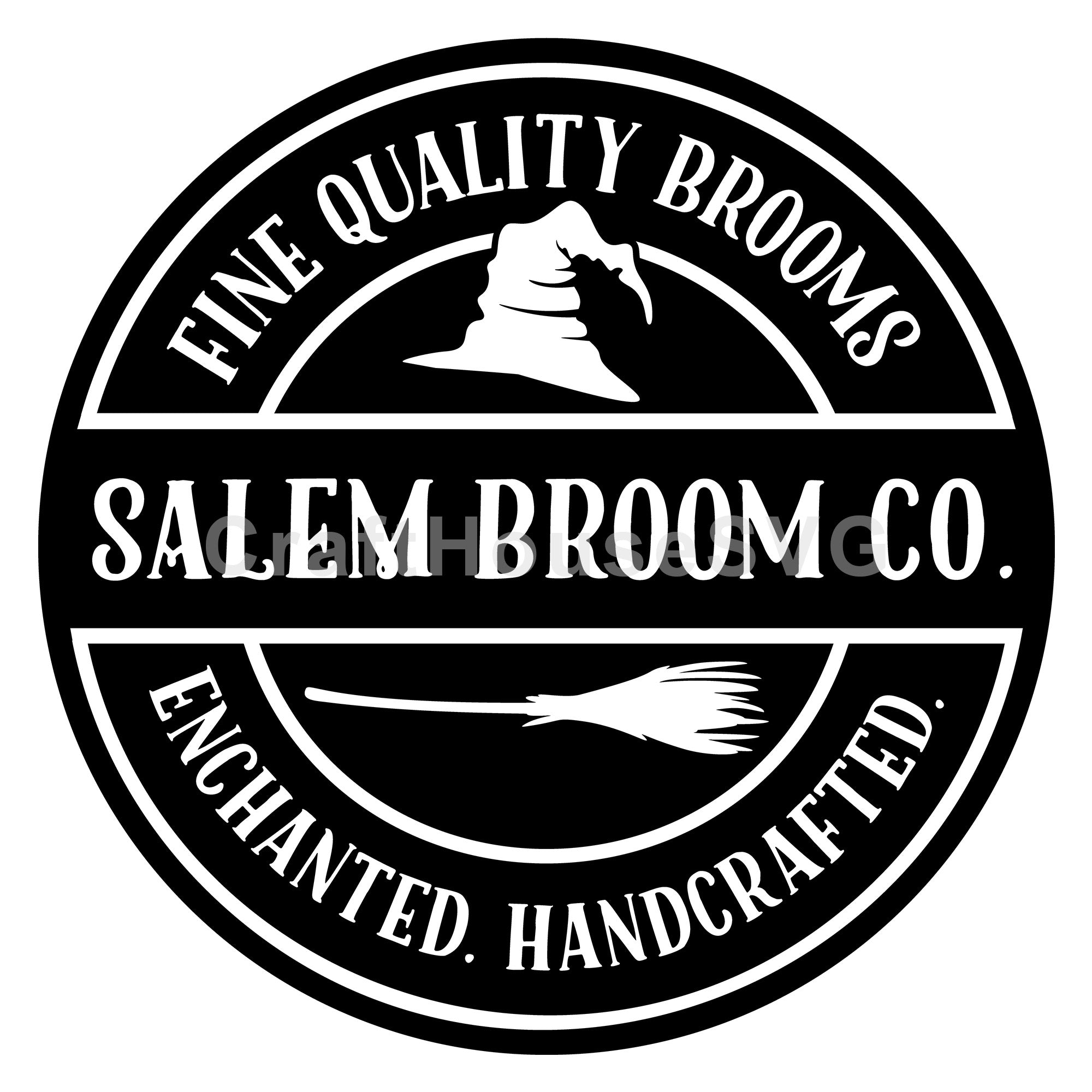 Salem Broom Co Halloween Round Sign SVG