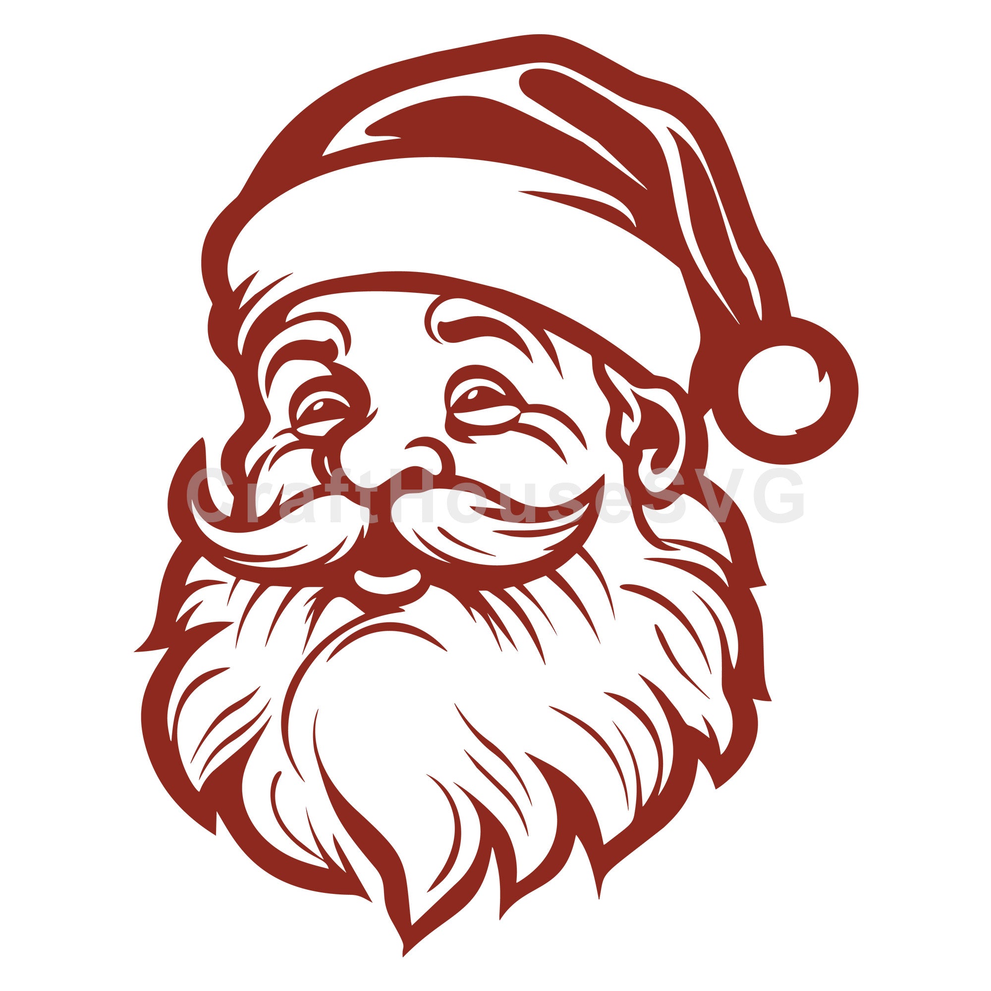 Santa Claus with Joyful Expression and Full Beard SVG