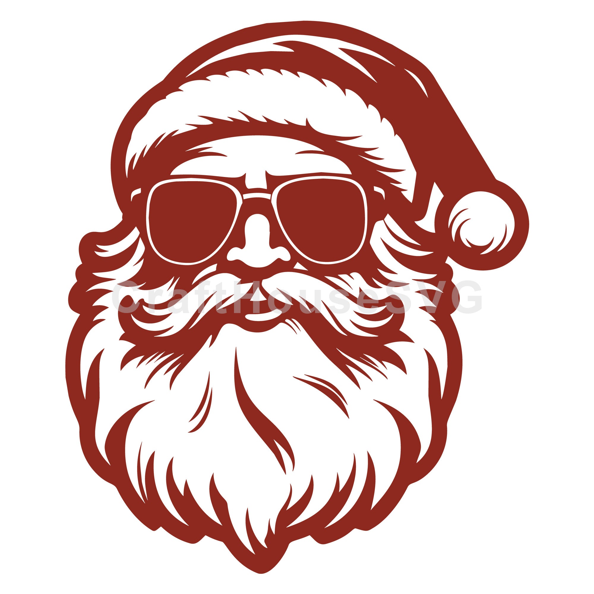 Cool Santa Claus with Sunglasses and Hat SVG