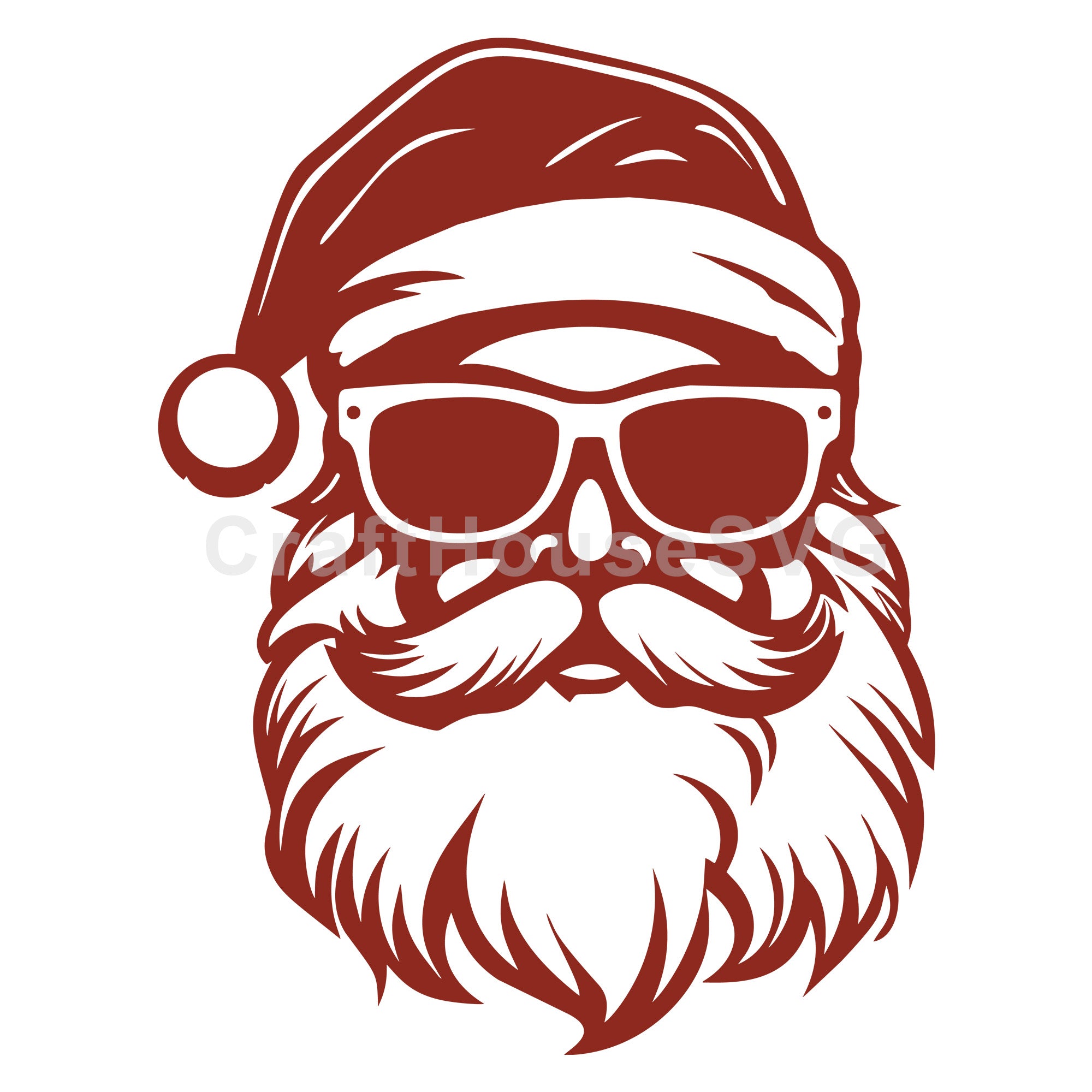 Hipster Santa Claus with Stylish Sunglasses SVG