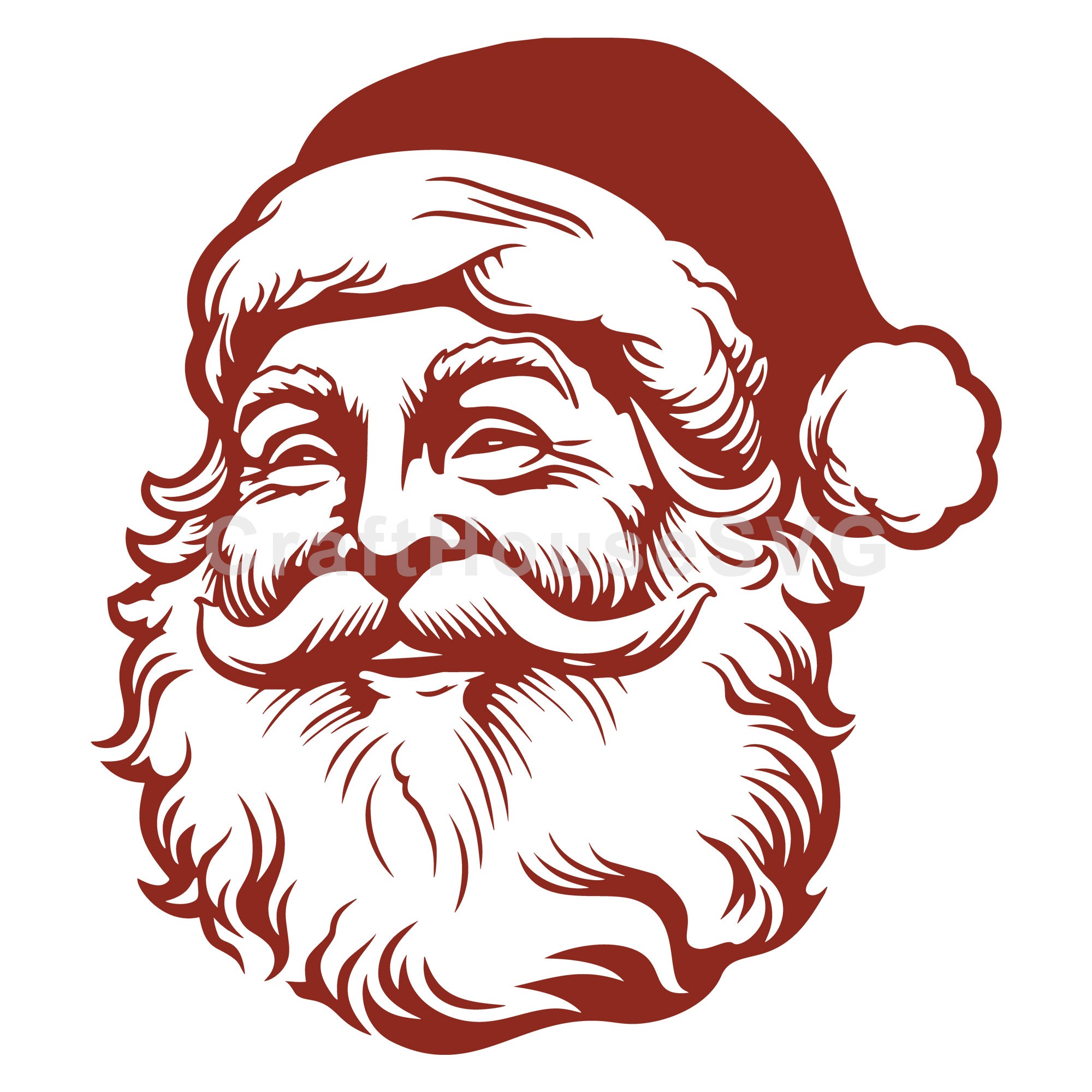 Vintage Jolly Santa Claus with Beard and Hat SVG