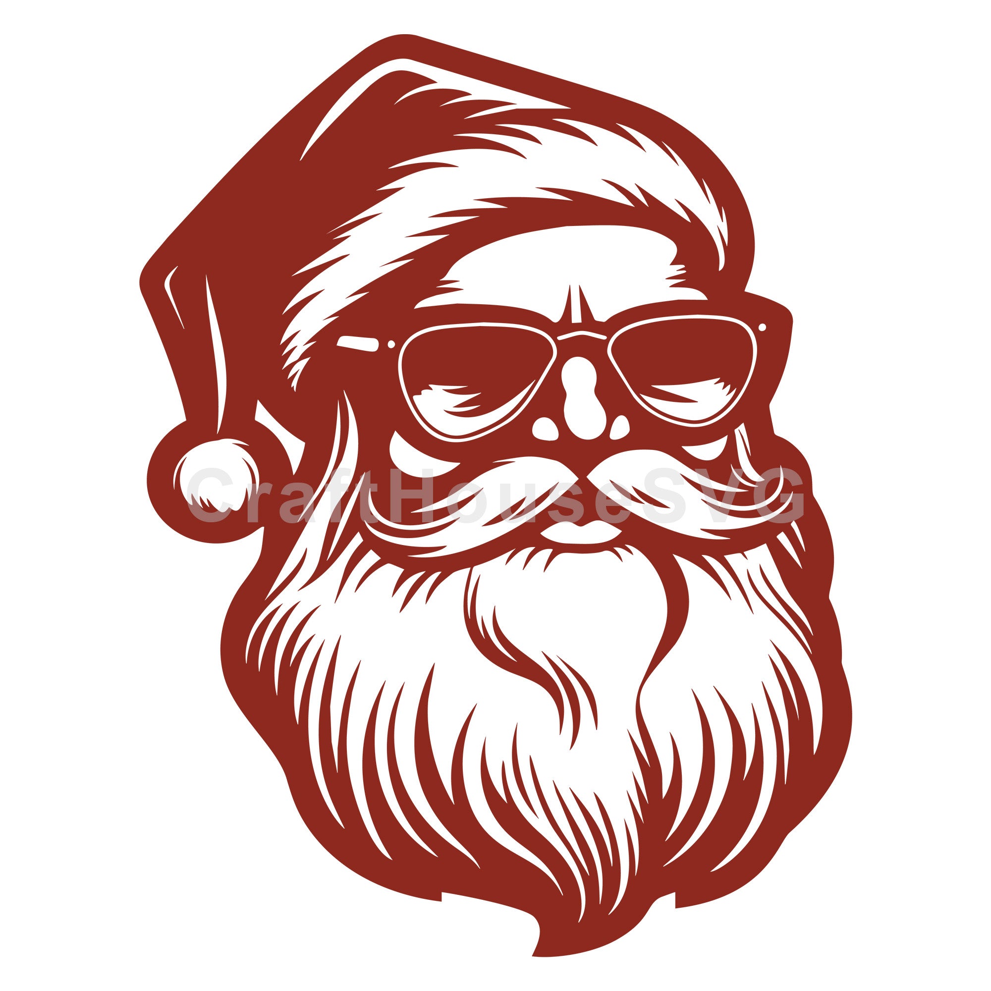 Cool Santa Claus with Sunglasses Vintage SVG