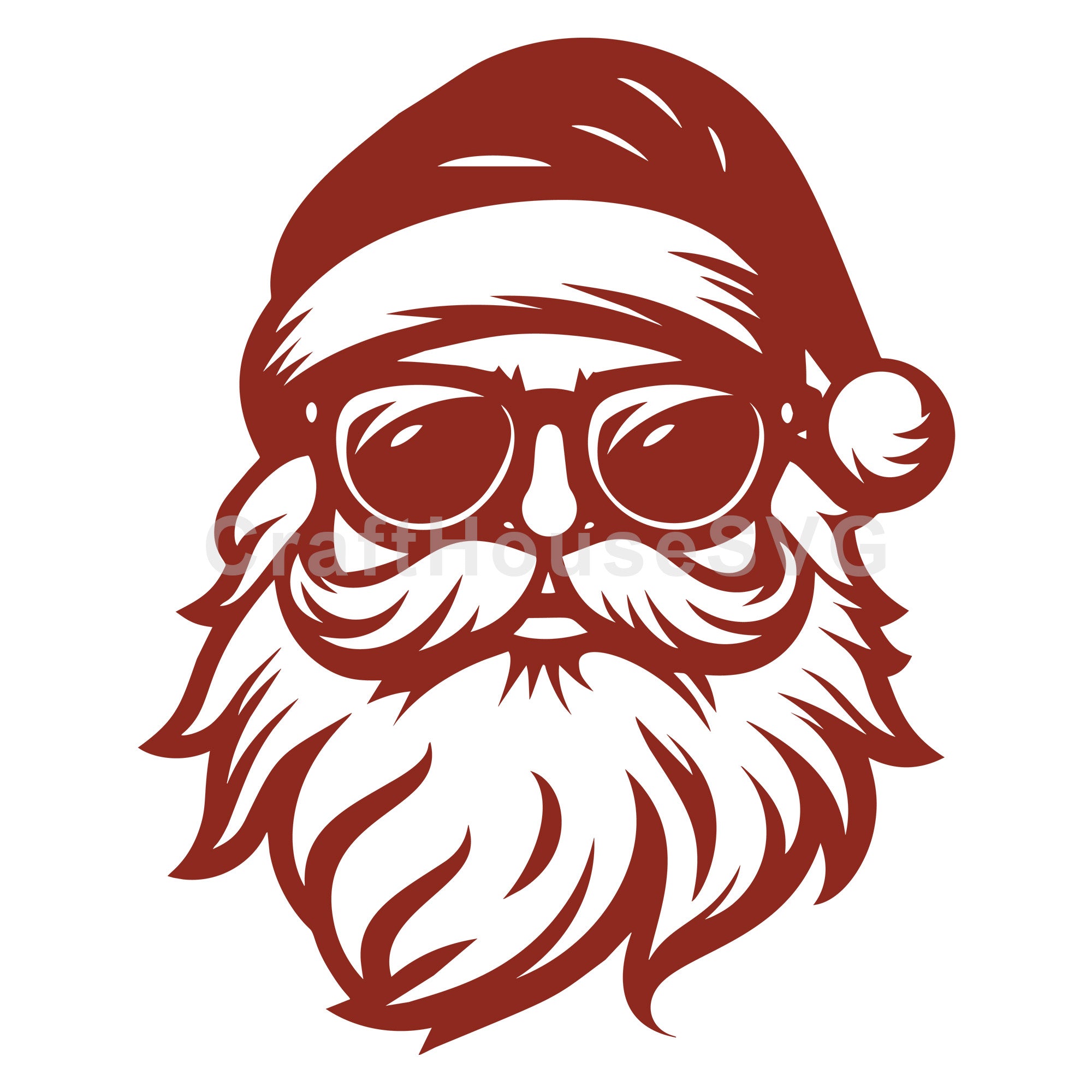 Vintage Santa Claus with Sunglasses and Stylish Beard SVG