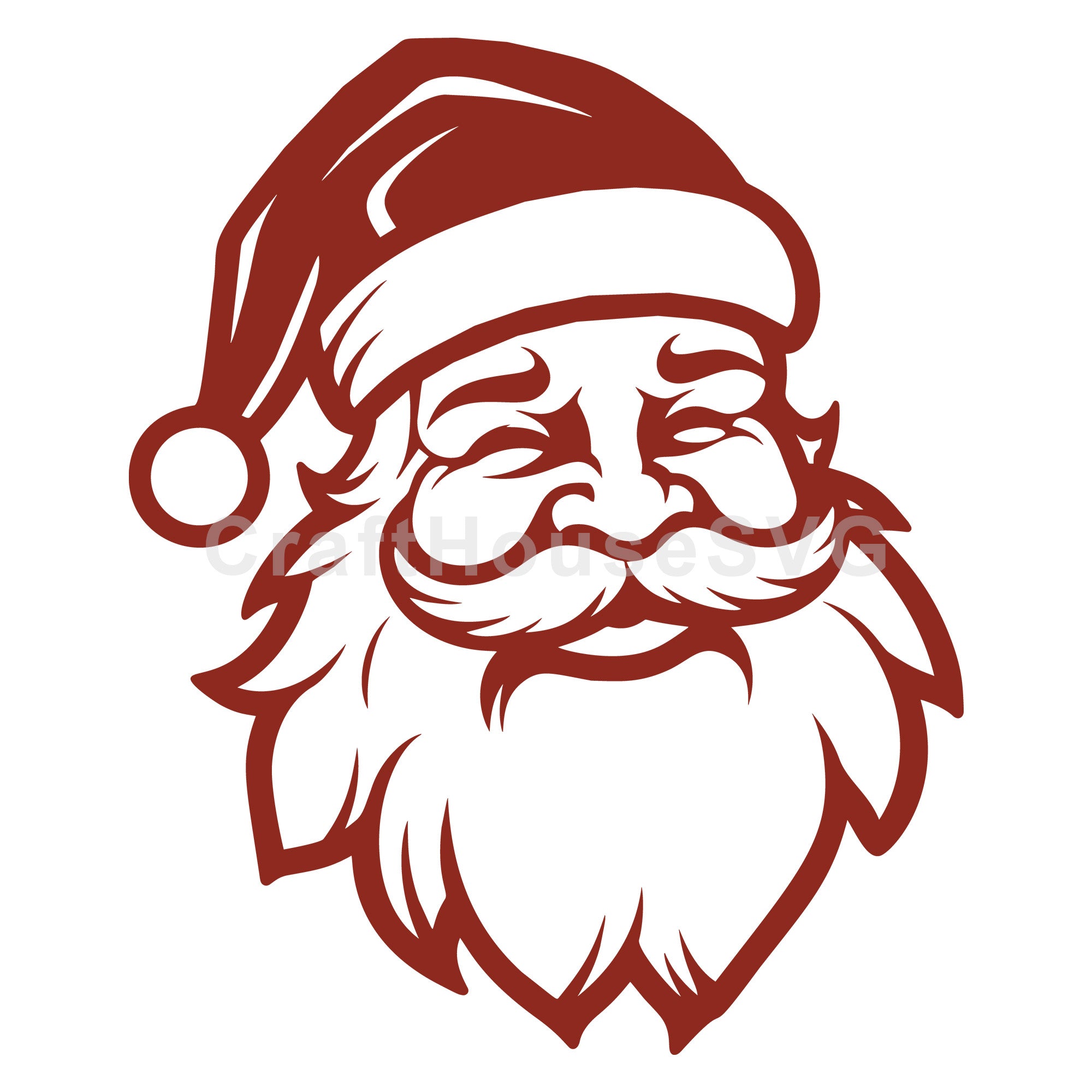 Happy Santa Claus with Smiling Eyes and Hat SVG