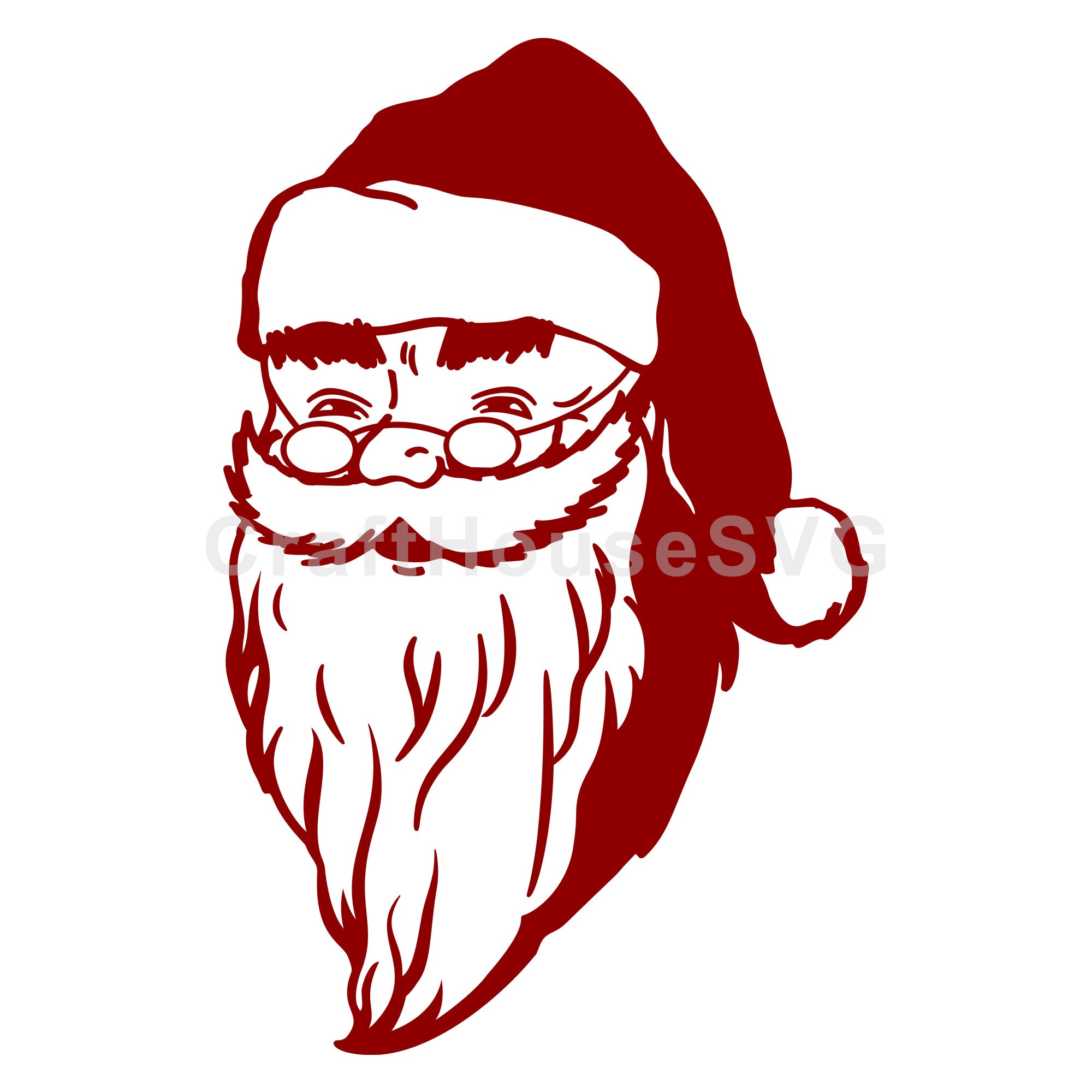 Classic Santa Head with Hat SVG