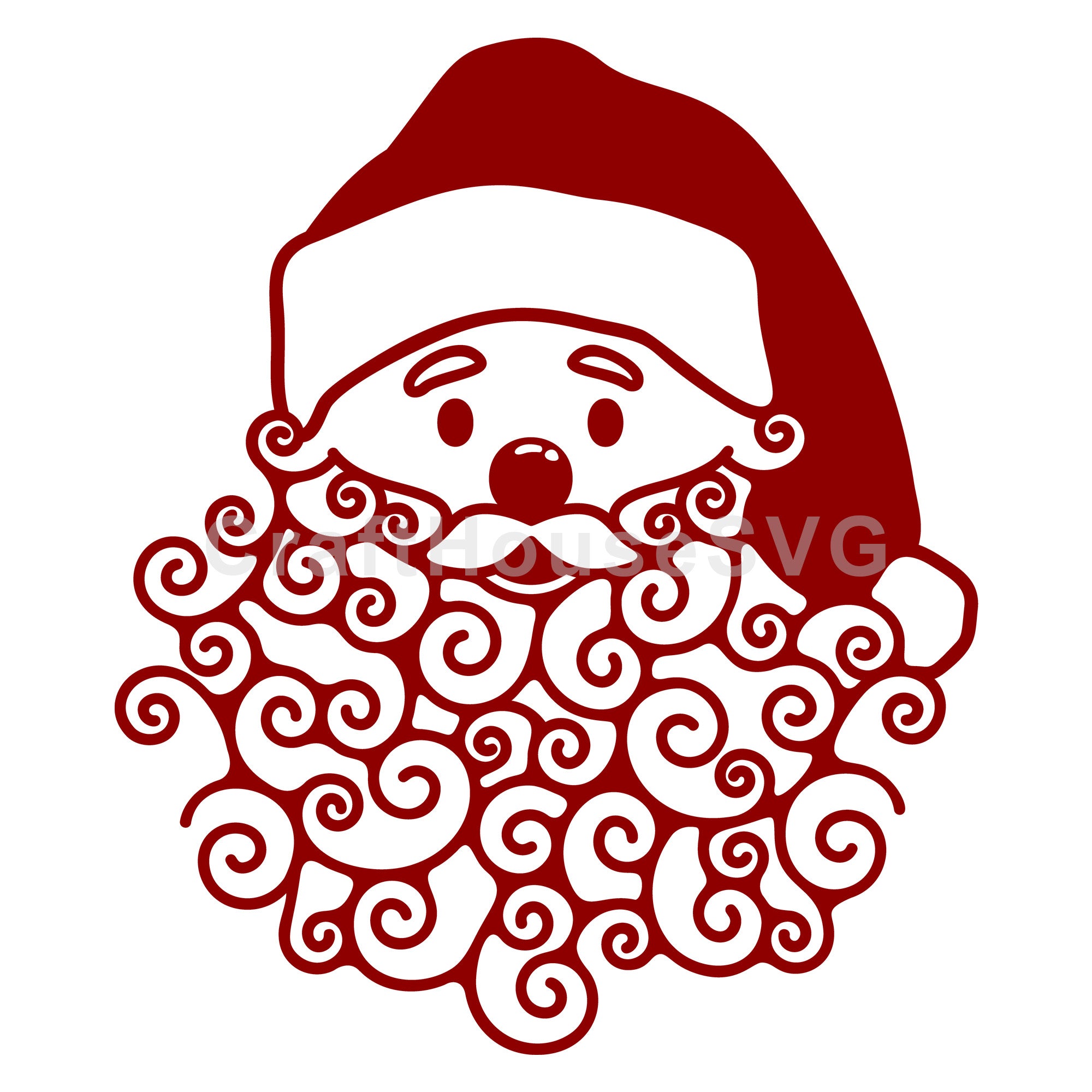 Cute Santa with Curly Beard SVG