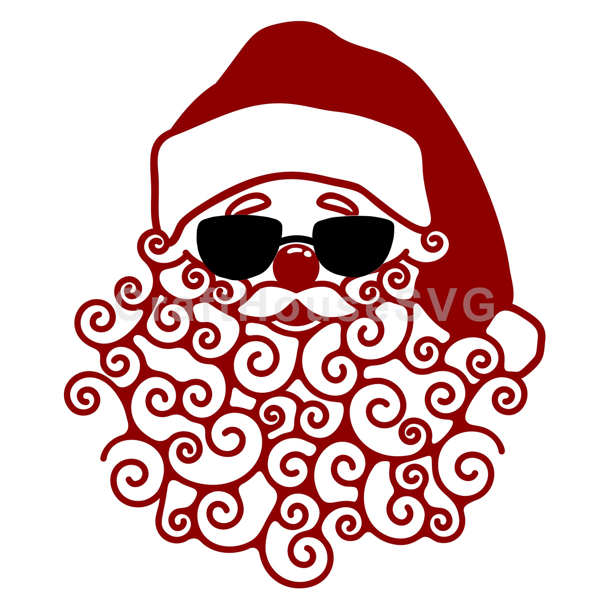 Funky Santa with Swirly Beard and Shades SVG