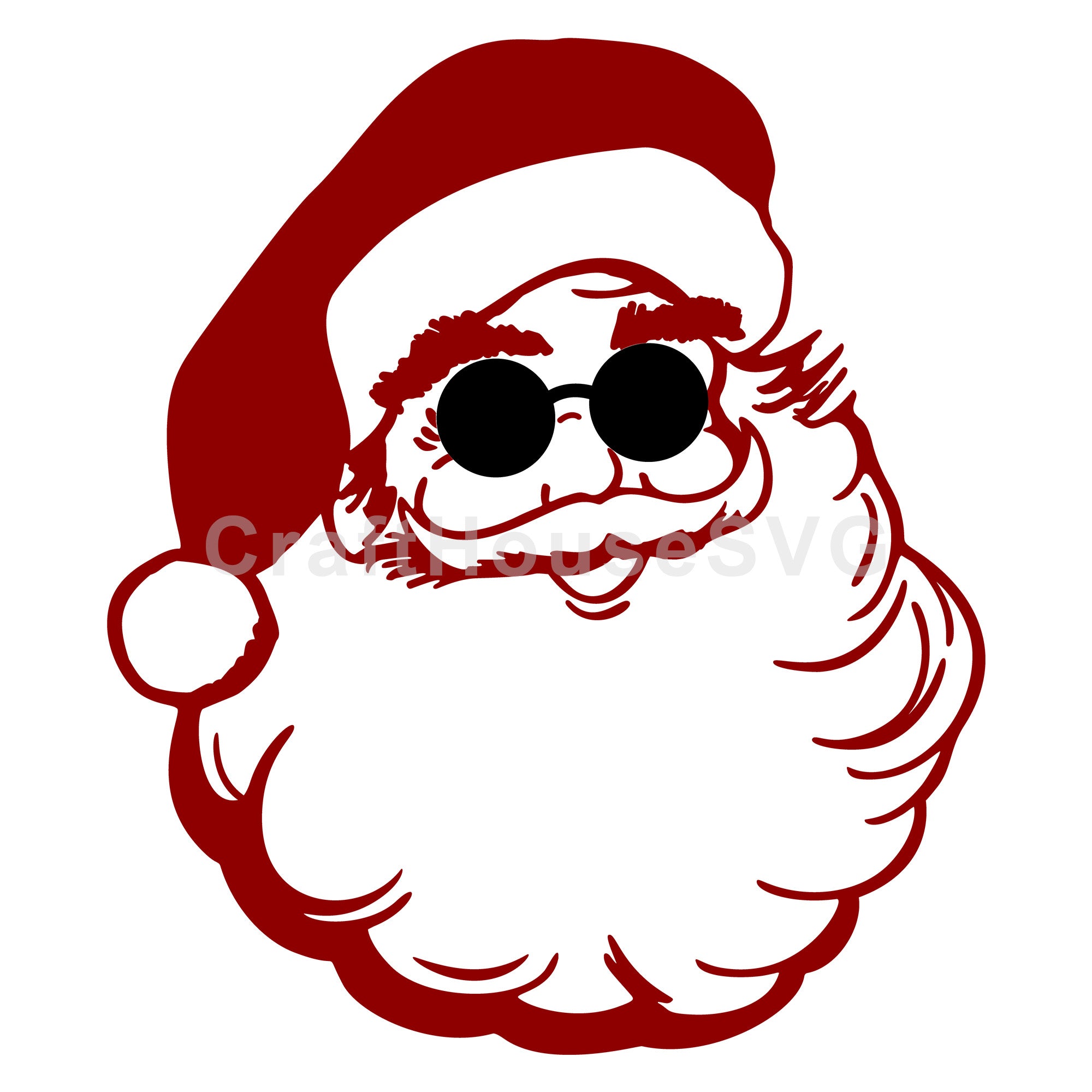 Smiling Santa with Shades and Fluffy Beard SVG