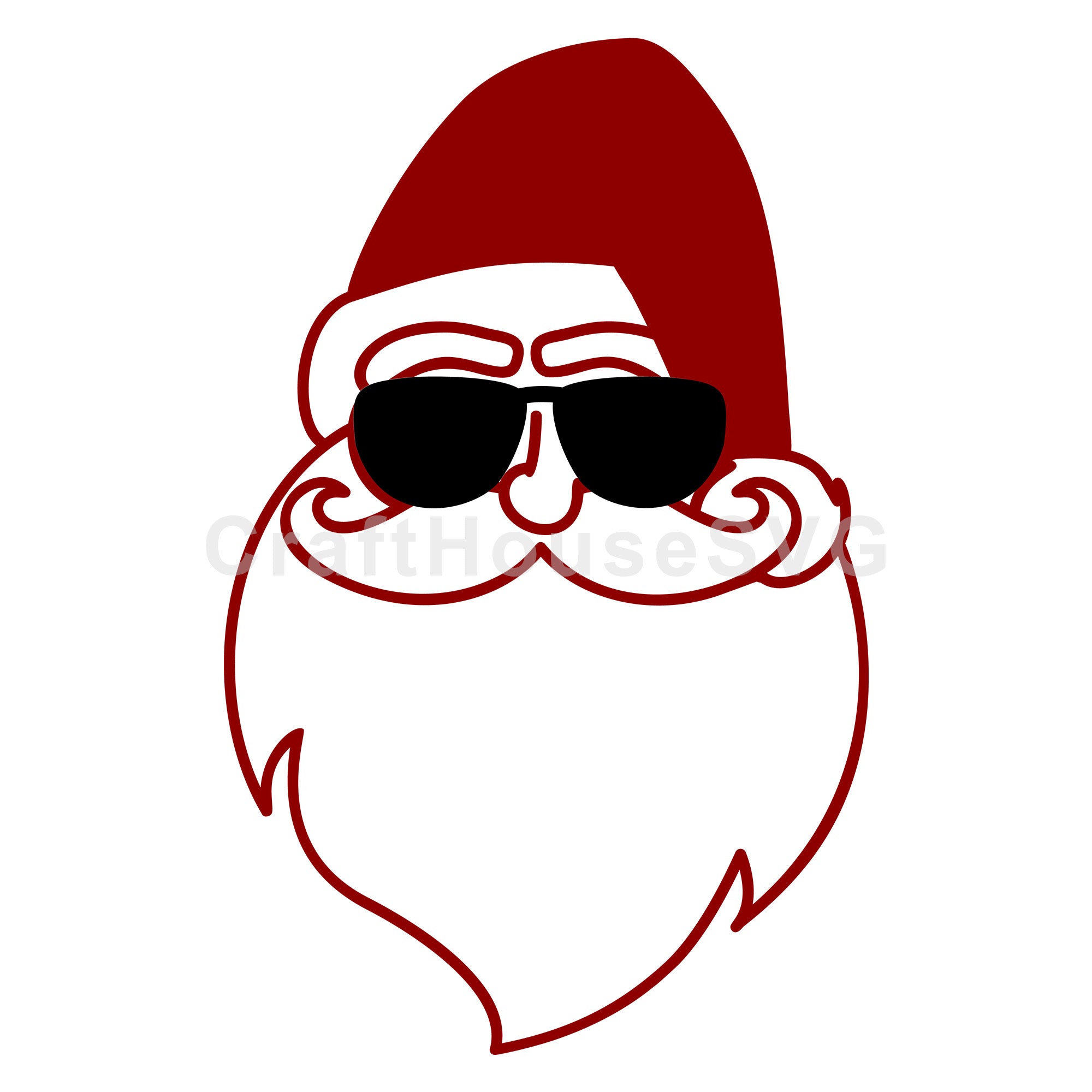 Minimalist Santa with Sleek Sunglasses SVG