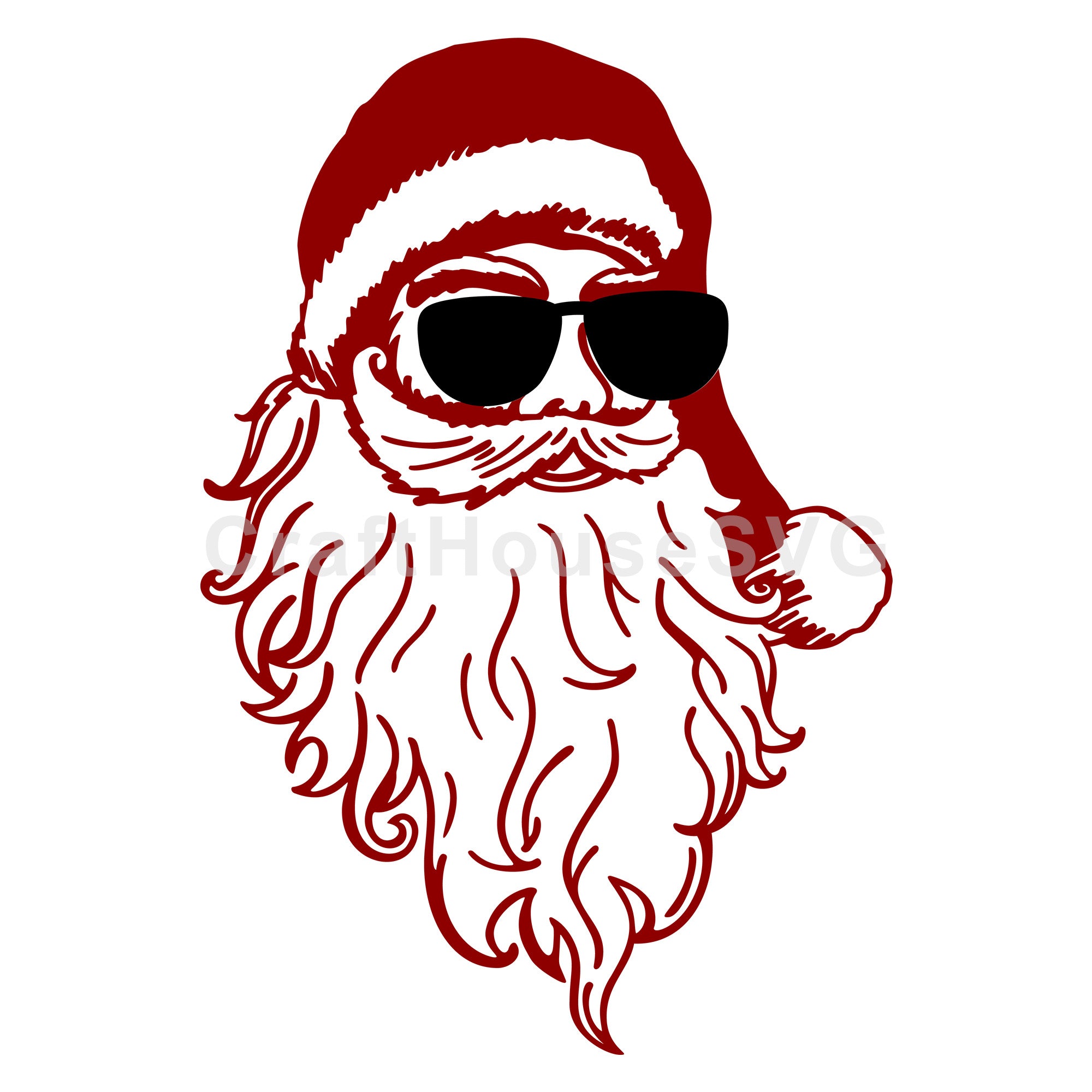 Vintage Santa with Classic Shades SVG