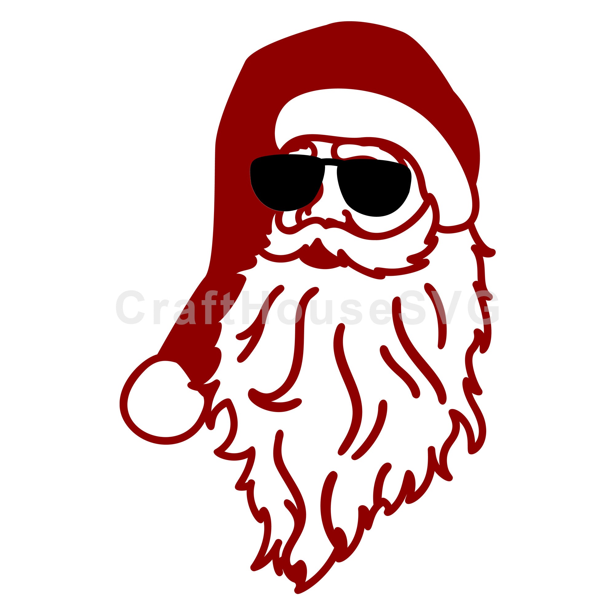 Traditional Santa with Stylish Shades SVG