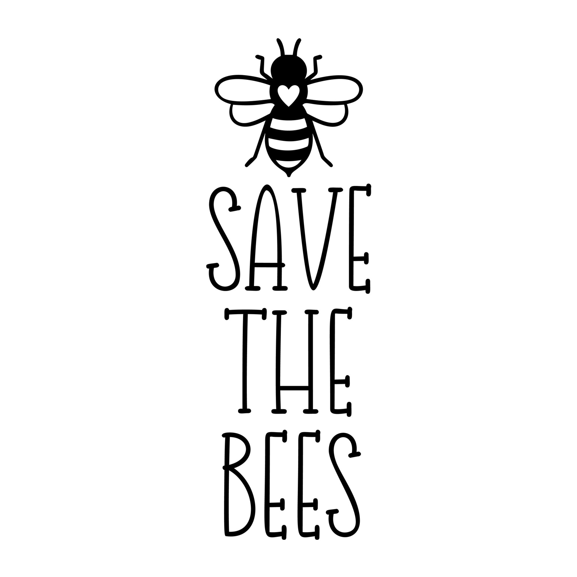Save The Bees Vertical SVG design for Cricut, Silhouette, laser cutting, vinyl, sublimation, and bee craft projects.