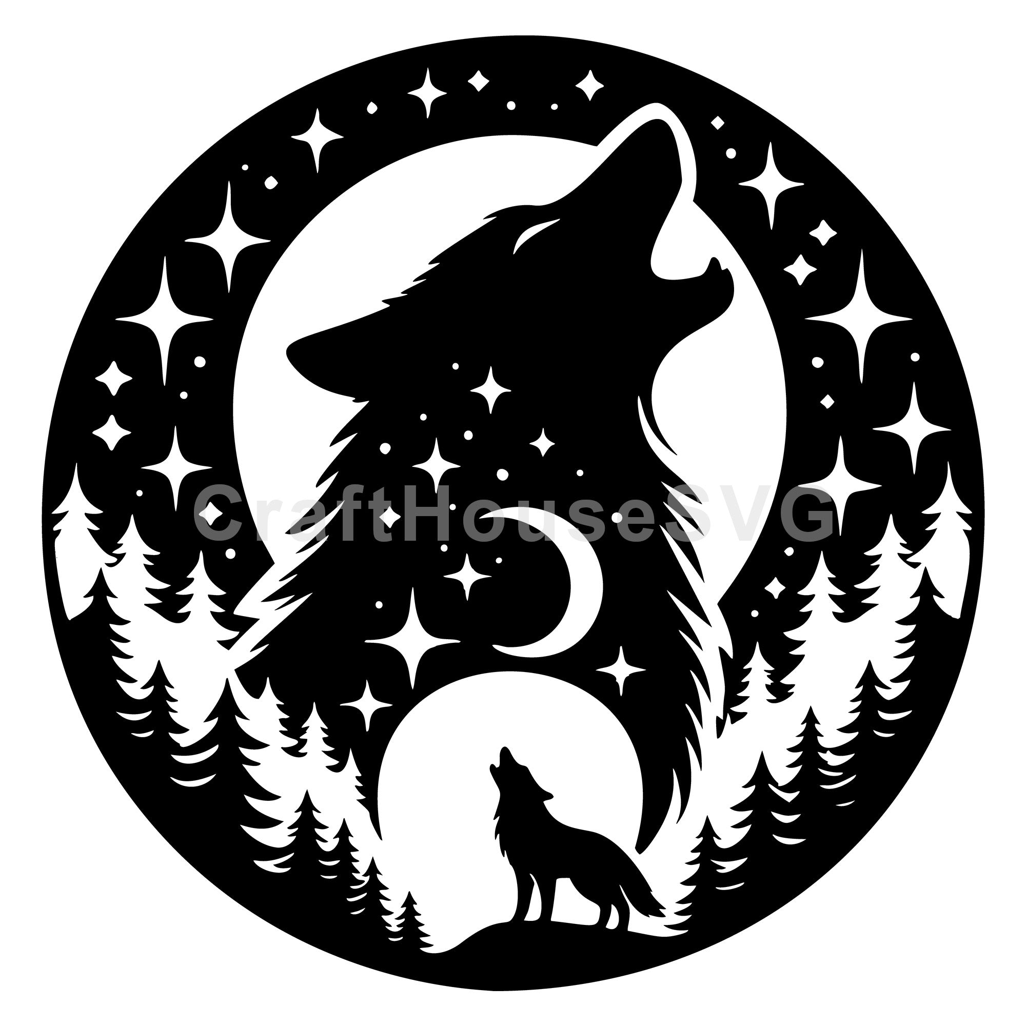 Scenic Wolf Silhouette SVG