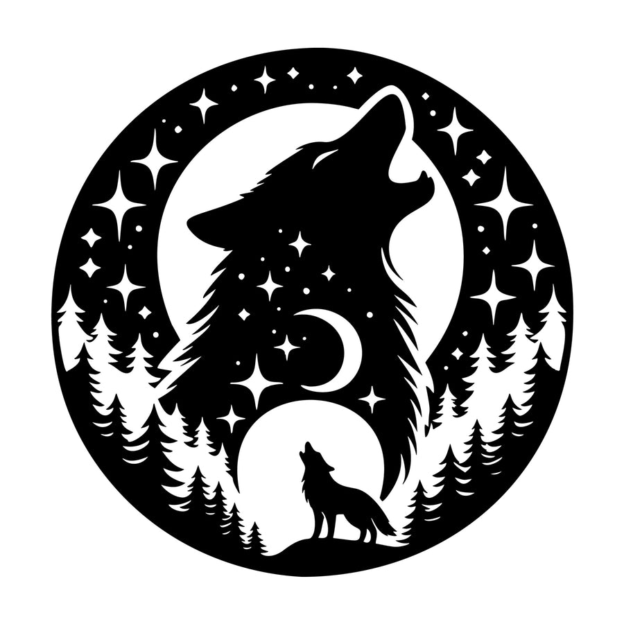 Scenic Wolf Silhouette SVG design for Cricut, Silhouette, laser cutting, vinyl, sublimation, and craft projects.