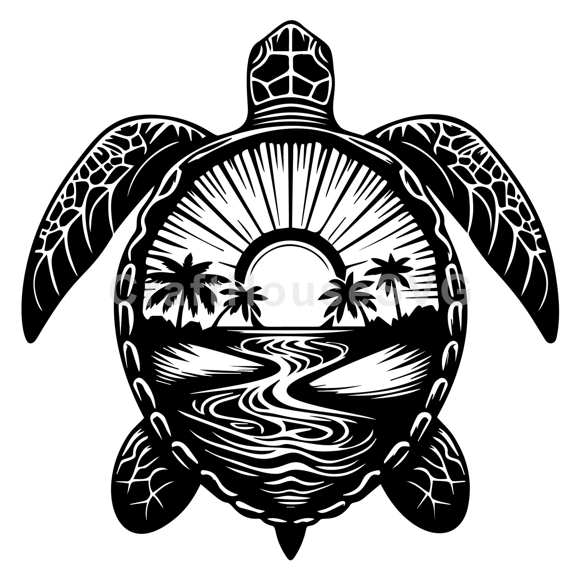 Sea Turtle Beach SVG Cut Files - Craft House SVG