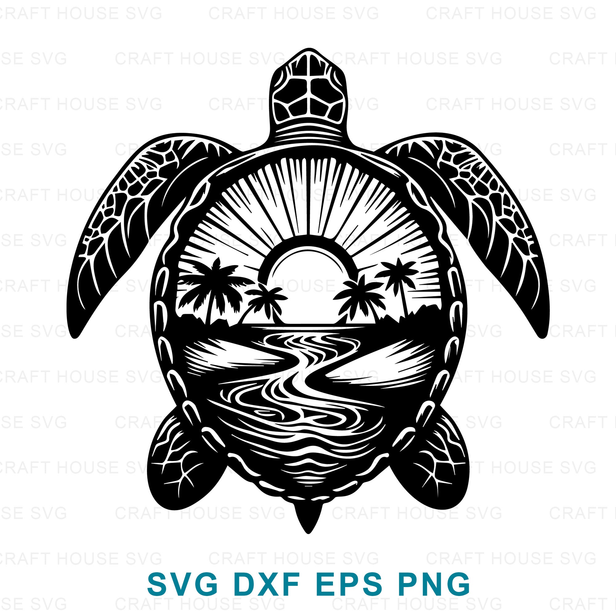 Sea Turtle Beach SVG Cut Files