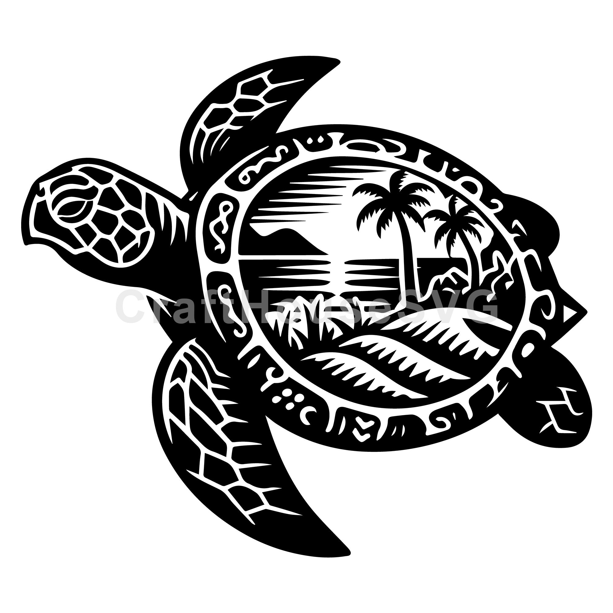 Sea Turtle Beach Silhouette SVG