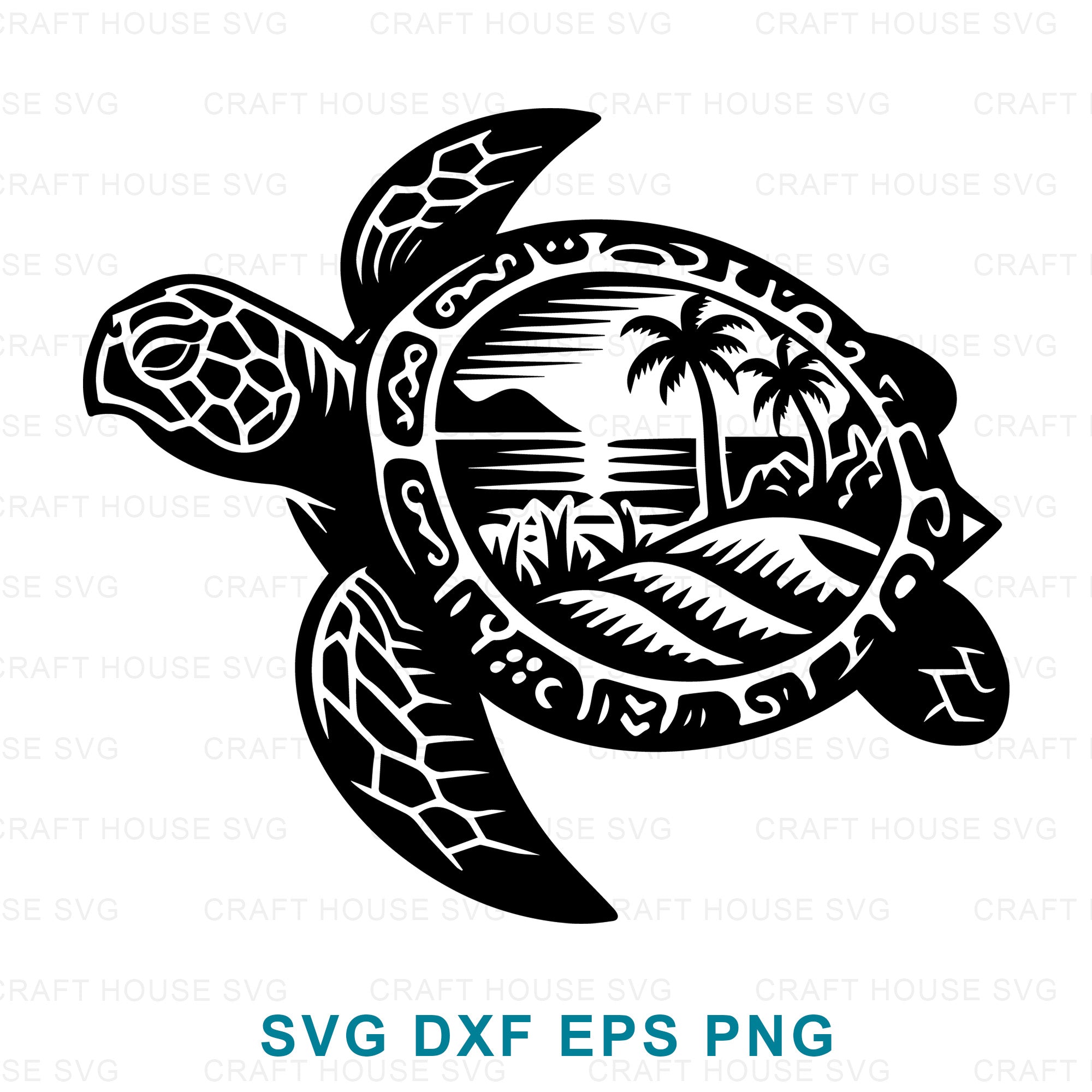Sea Turtle Beach Silhouette SVG