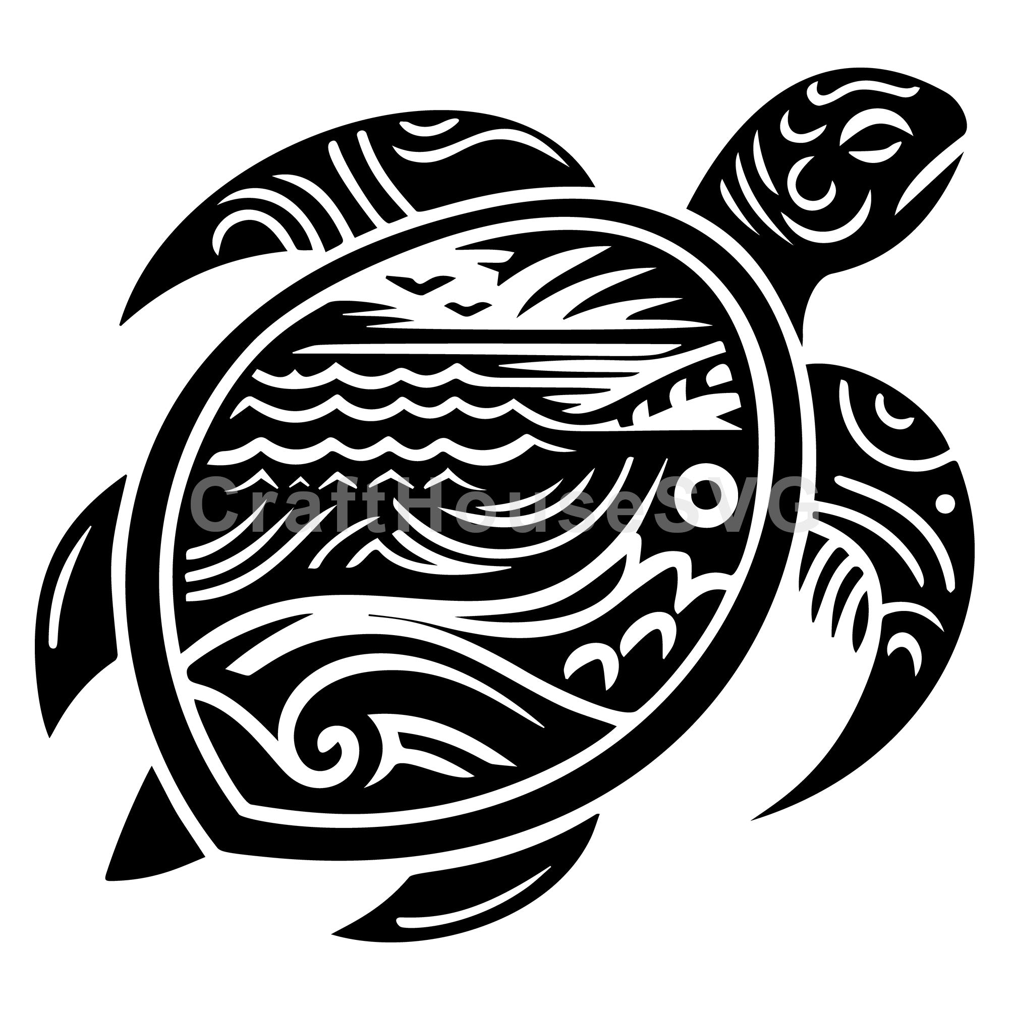 Sea Turtle Beach Scene SVG