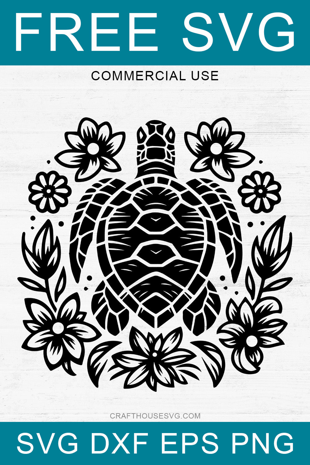 FREE Floral Sea Turtle SVG - Craft House SVG