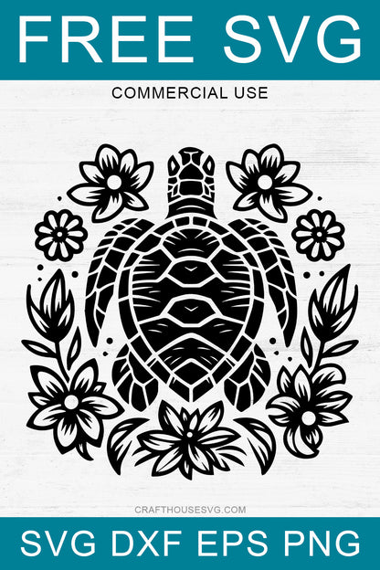 FREE Floral Sea Turtle SVG