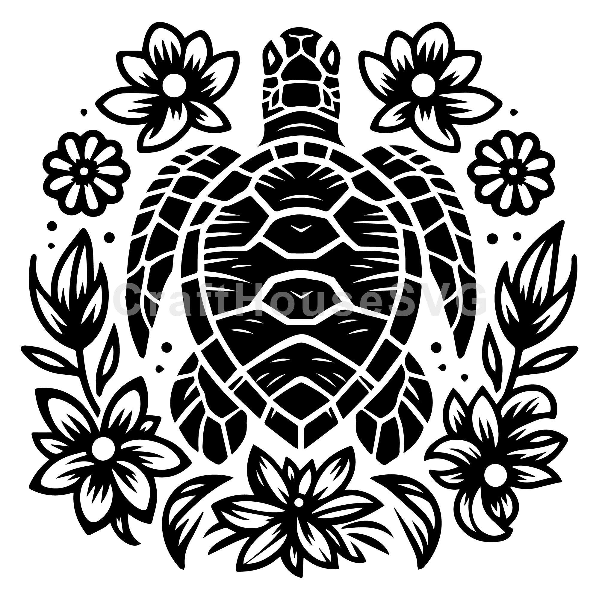 Floral Sea Turtle SVG