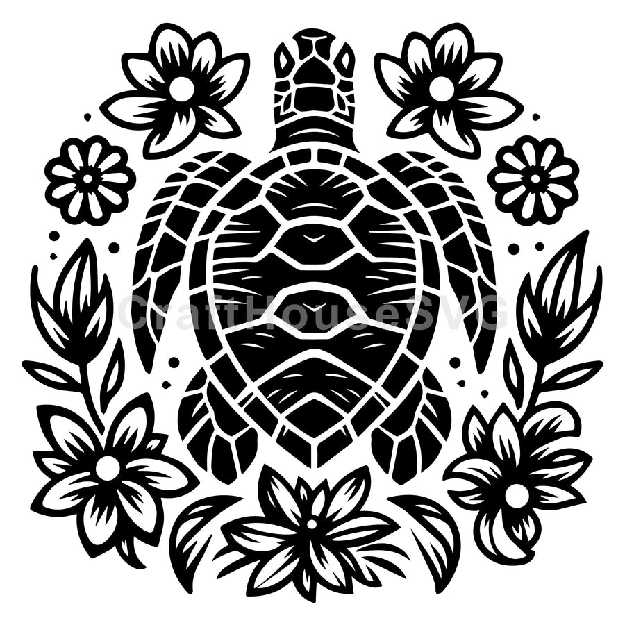 FREE Floral Sea Turtle SVG - Craft House SVG