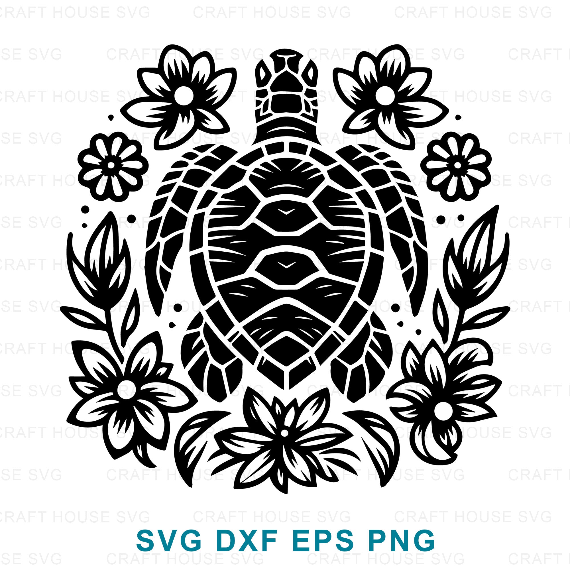 Floral Sea Turtle SVG