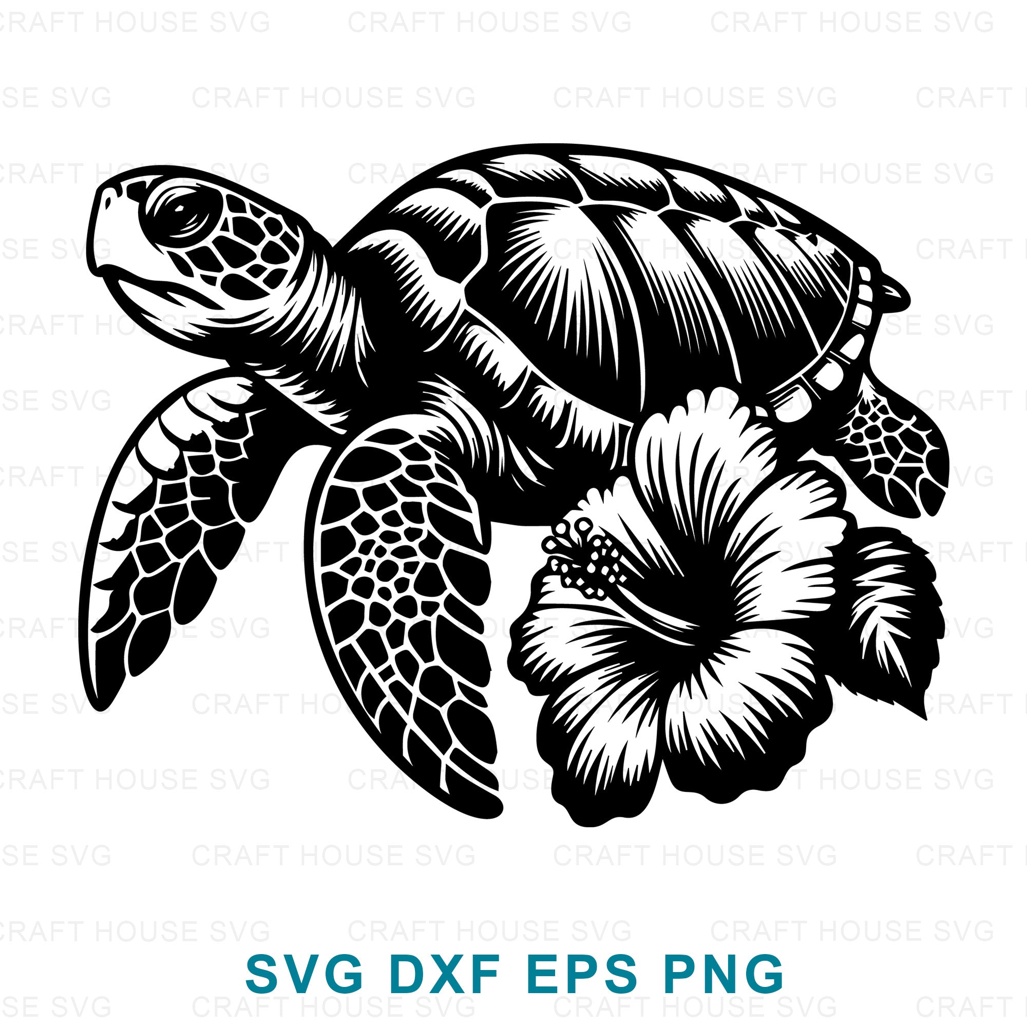 Sea Turtle Floral SVG
