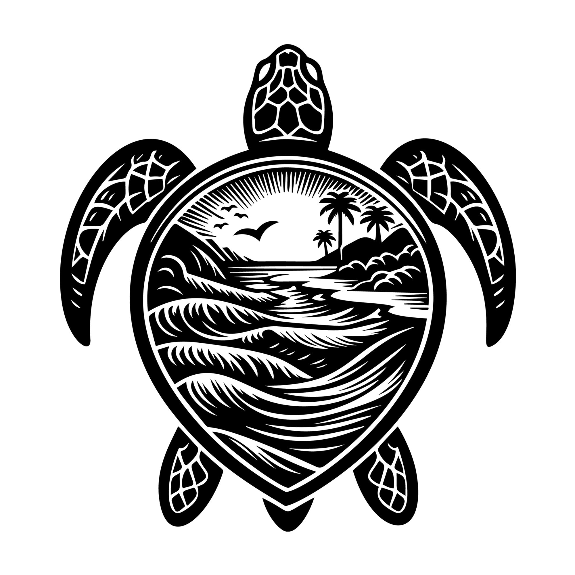 Sea Turtle SVG design for Cricut, Silhouette, laser cutting, vinyl, sublimation, and craft projects.