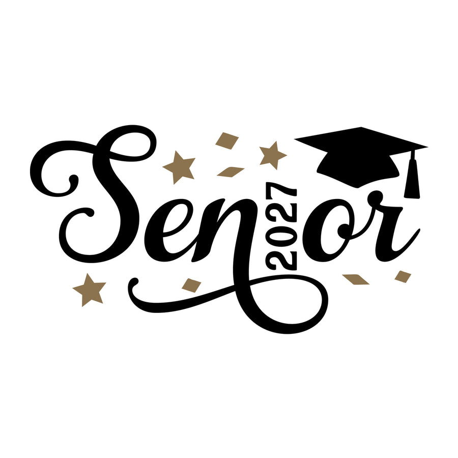 Senior Cursive 2027 SVG design for Cricut, Silhouette, laser cutting, vinyl, sublimation, graduation crafts, and DIY projects.