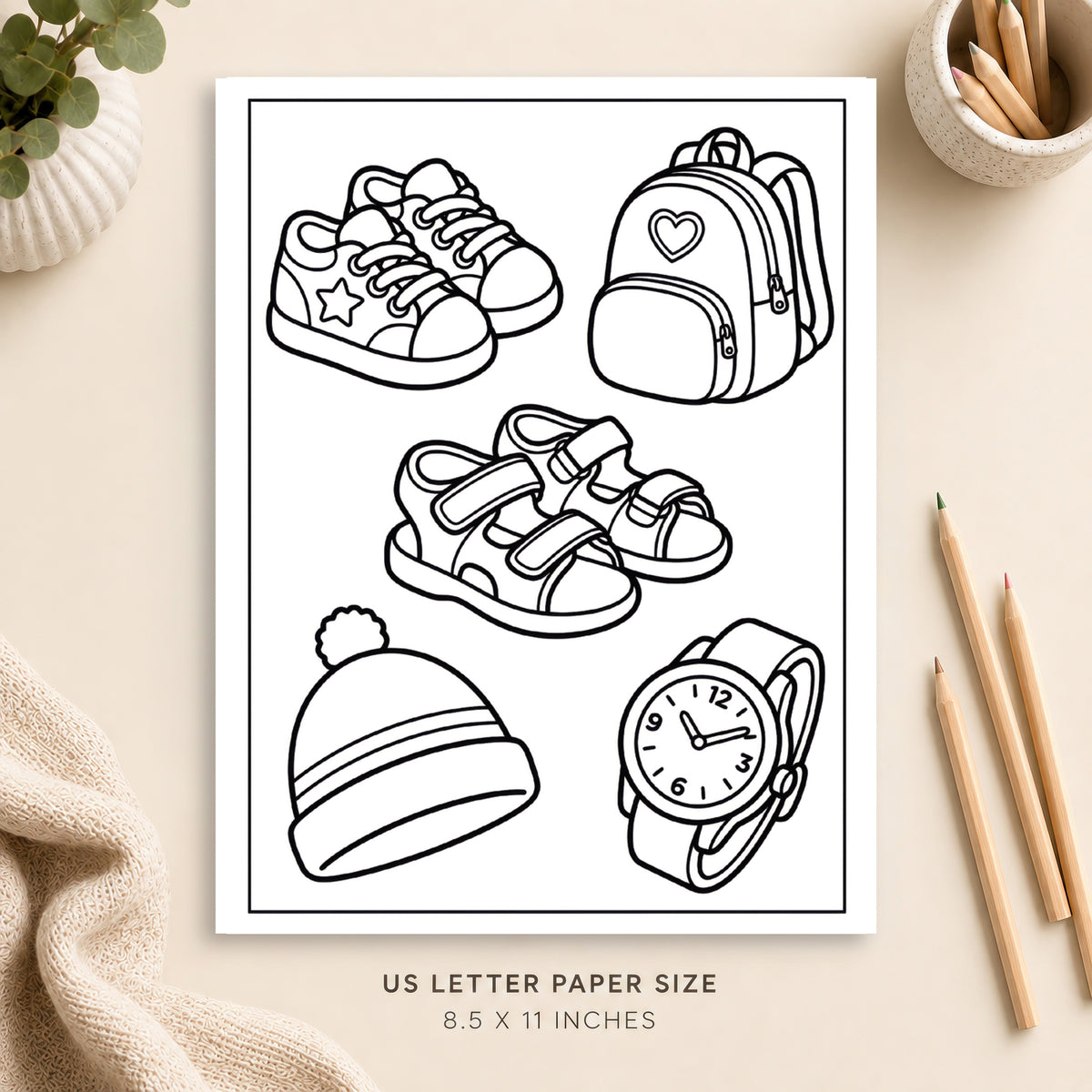 Shoes and Accessories Coloring Page 2