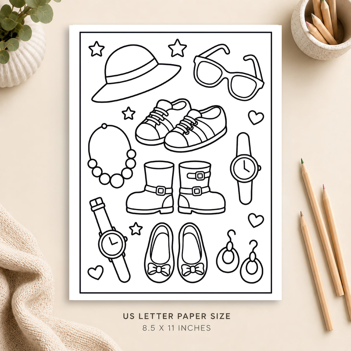 Shoes and Accessories Coloring Page 3