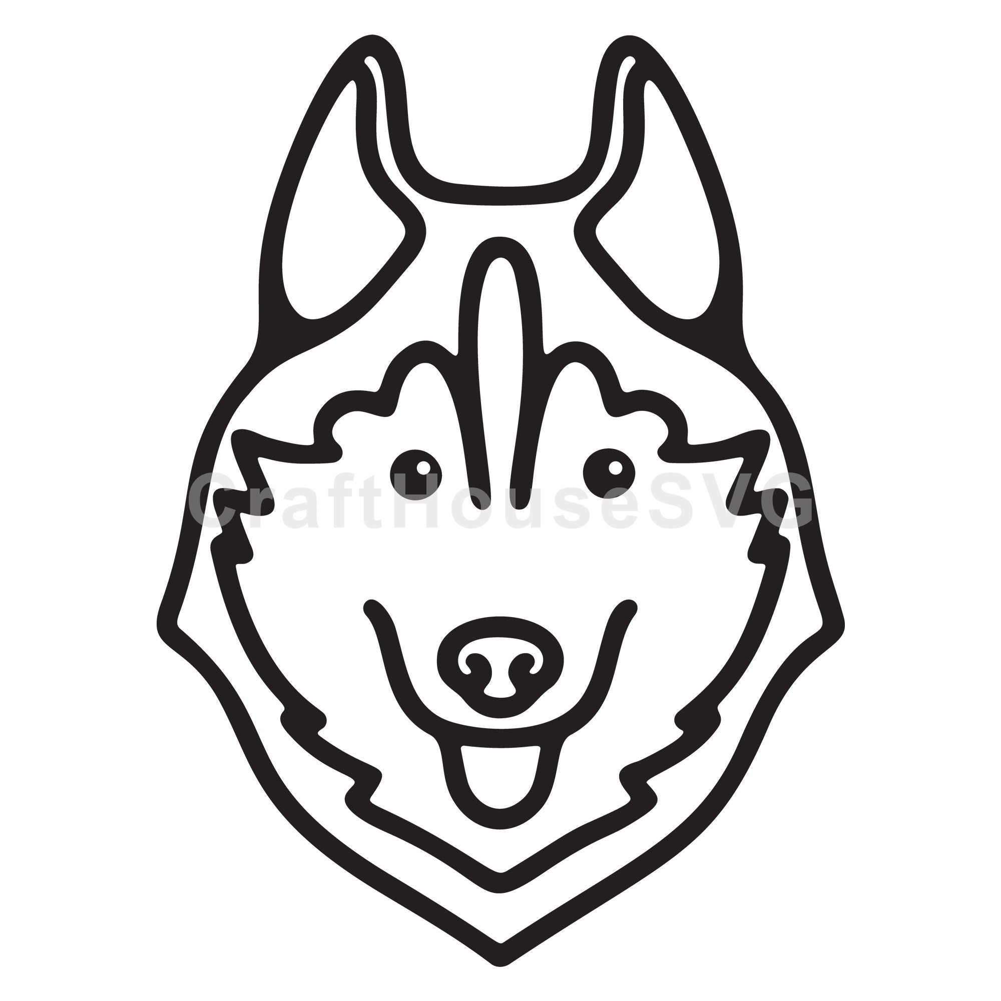 Siberian Husky Line Art SVG