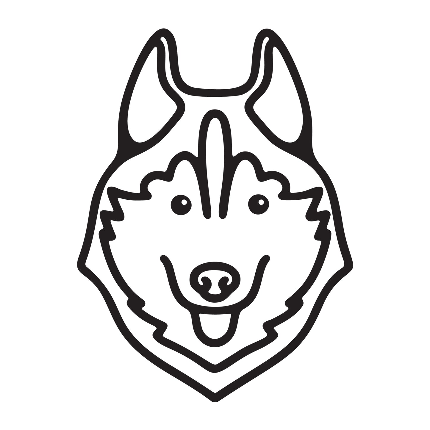Siberian Husky SVG dog outline design for Cricut, Silhouette, laser cutting, vinyl, sublimation, and pet craft projects.