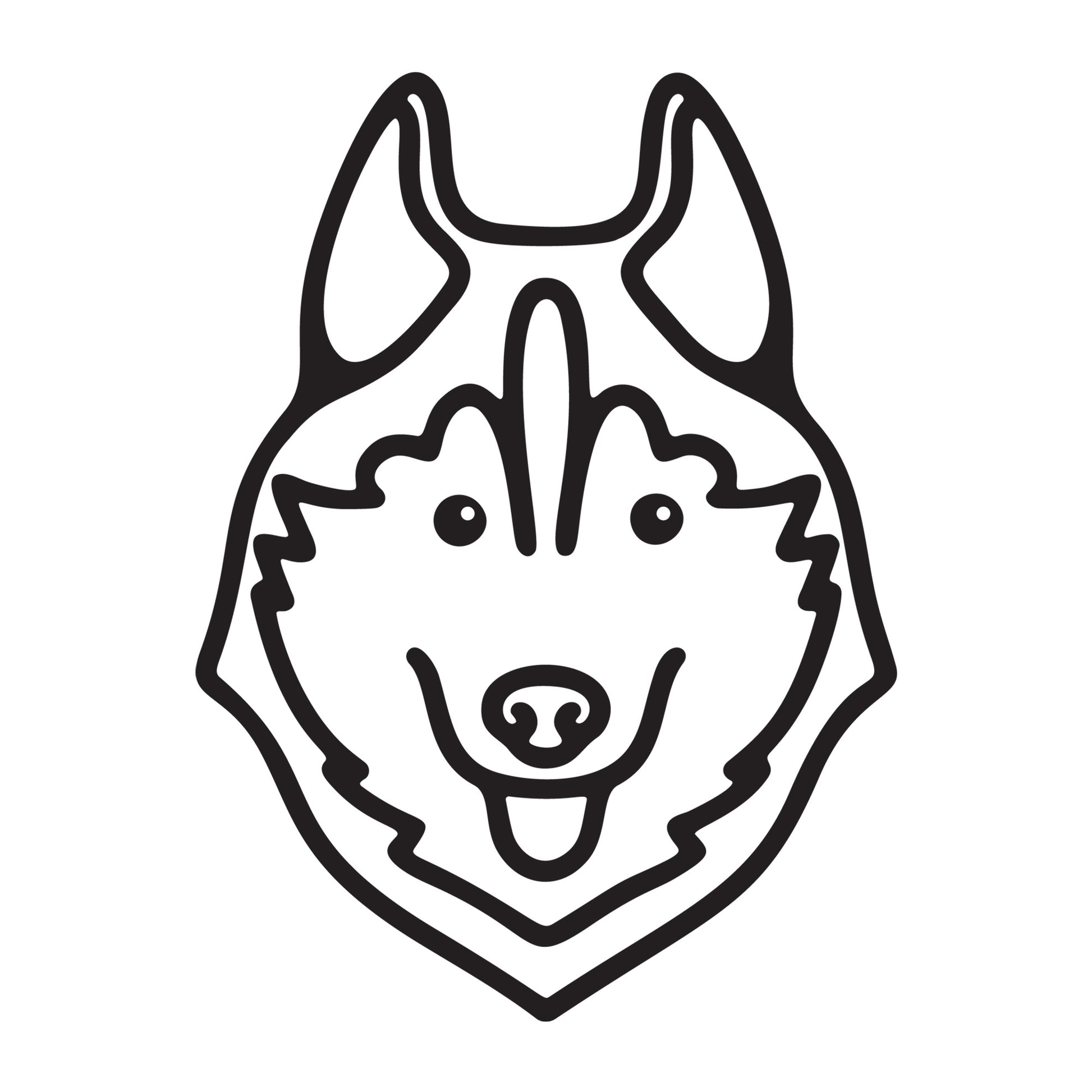 Siberian Husky SVG dog outline design for Cricut, Silhouette, laser cutting, vinyl, sublimation, and pet craft projects.