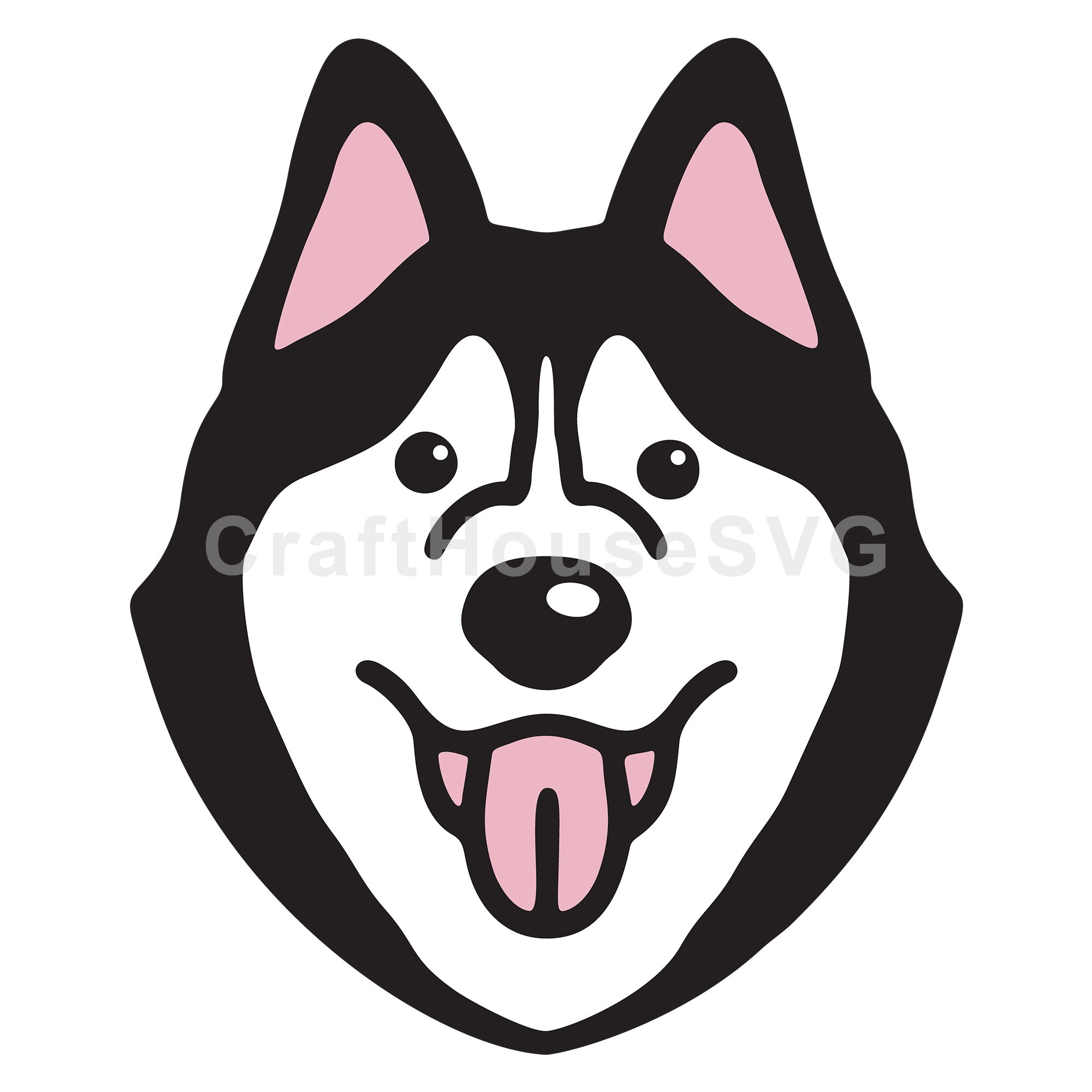 Siberian Husky Cartoon Layered SVG