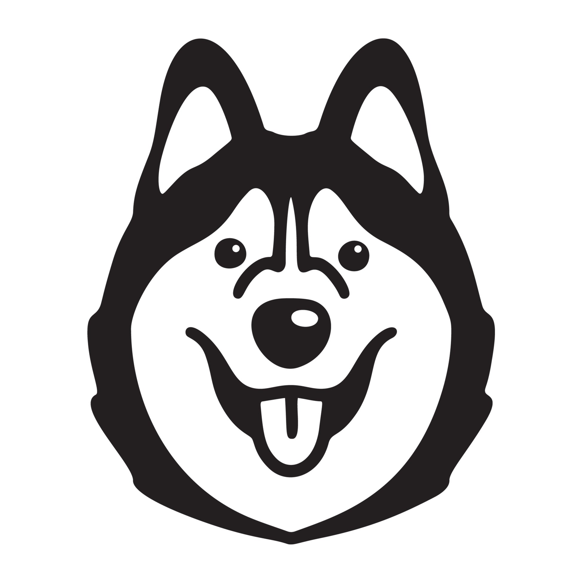 Siberian Husky BW SVG dog design for Cricut, Silhouette, laser cutting, vinyl, sublimation, and pet craft projects.