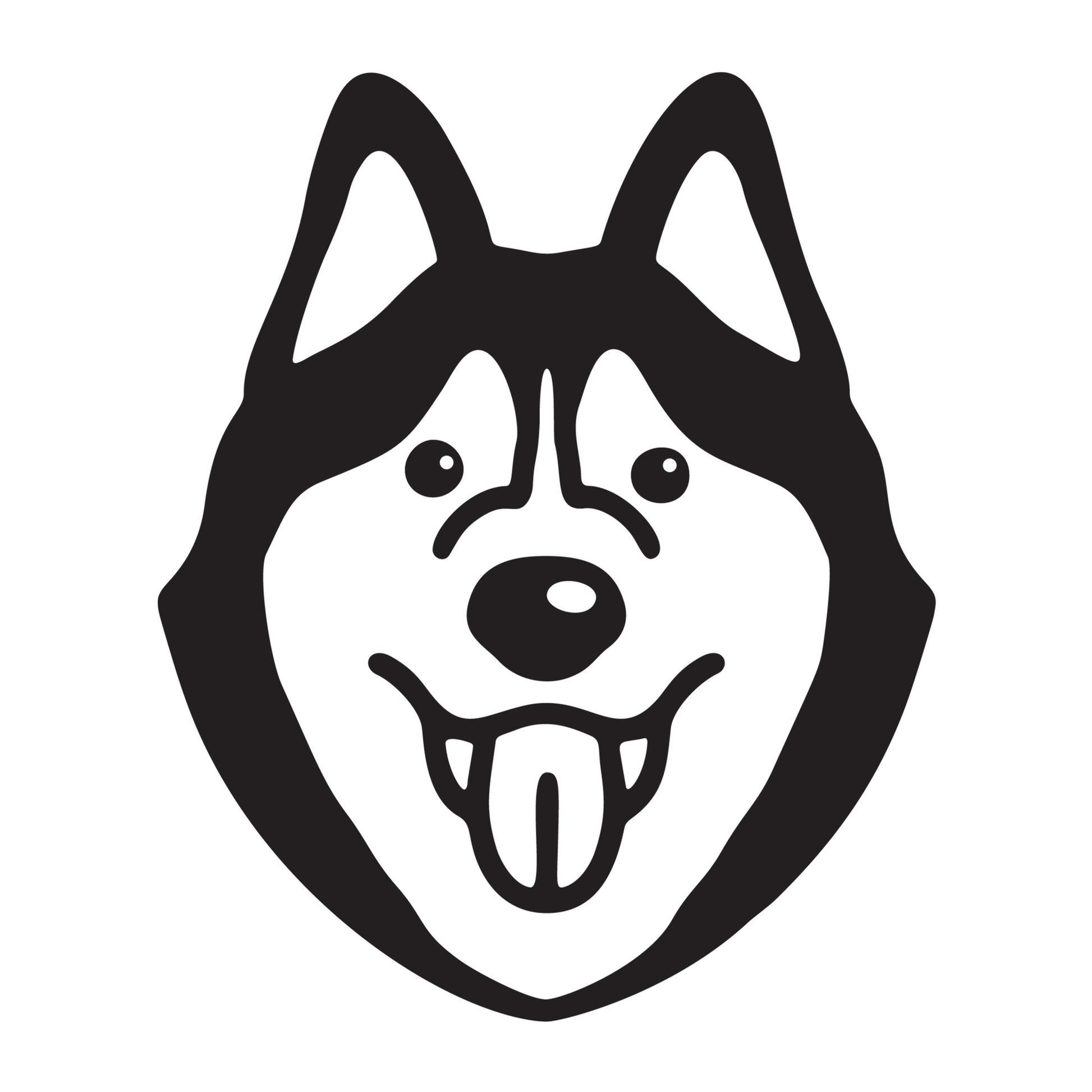 Siberian Husky BW SVG dog design for Cricut, Silhouette, laser cutting, vinyl, sublimation, and pet craft projects.