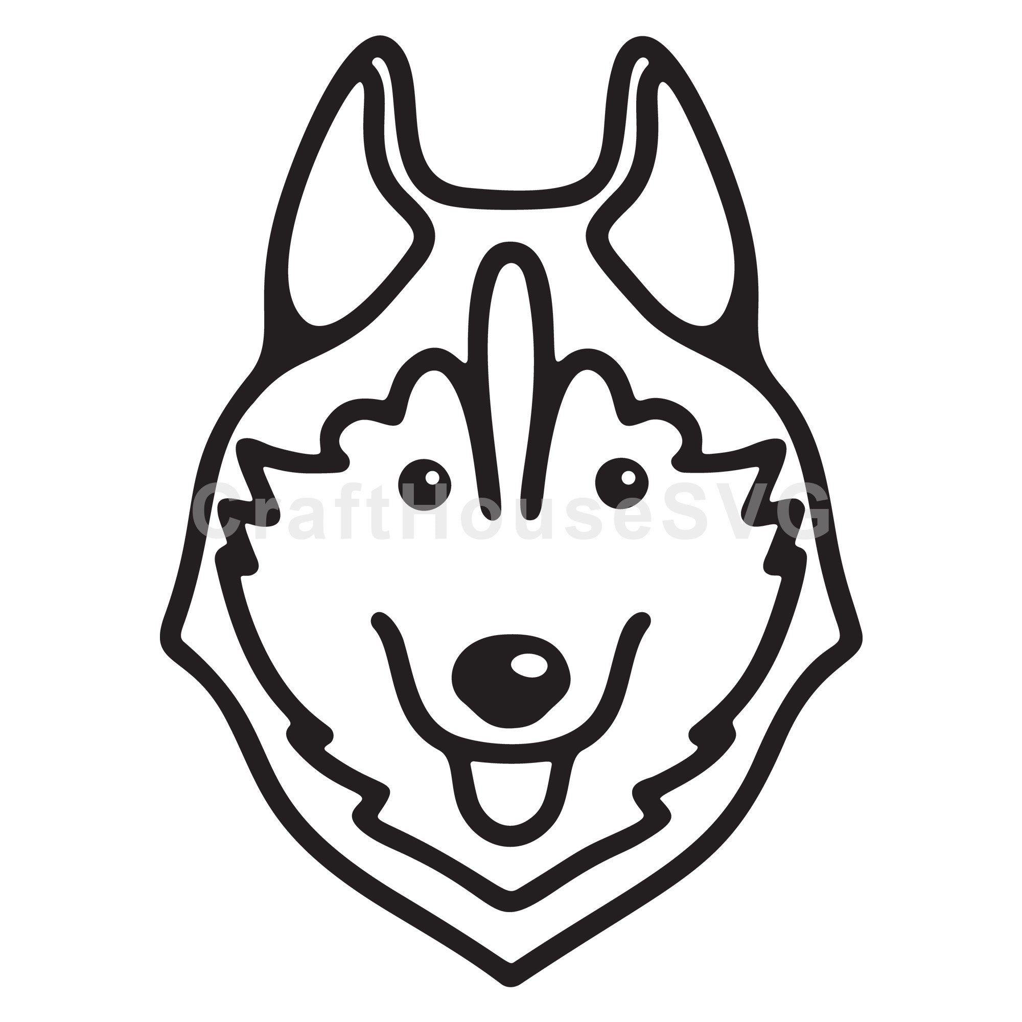 Siberian Husky Outline SVG