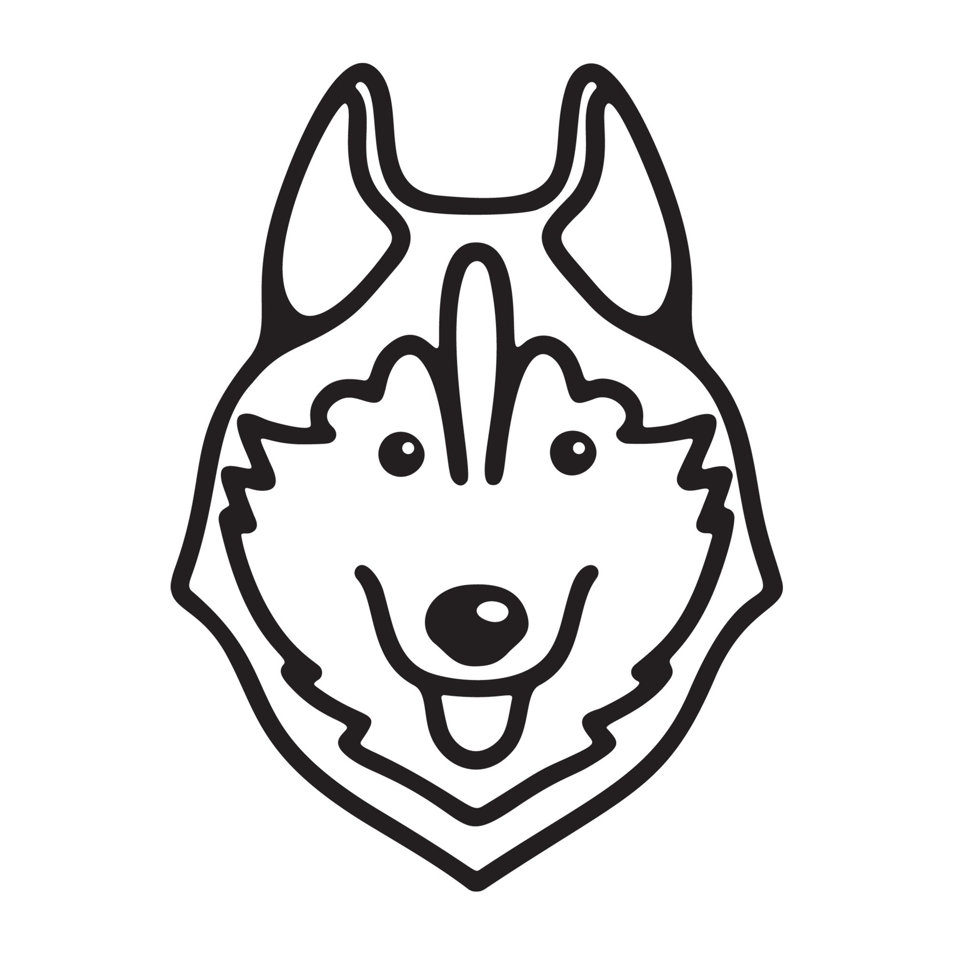 Siberian Husky SVG dog outline design for Cricut, Silhouette, laser cutting, vinyl, sublimation, and pet craft projects.
