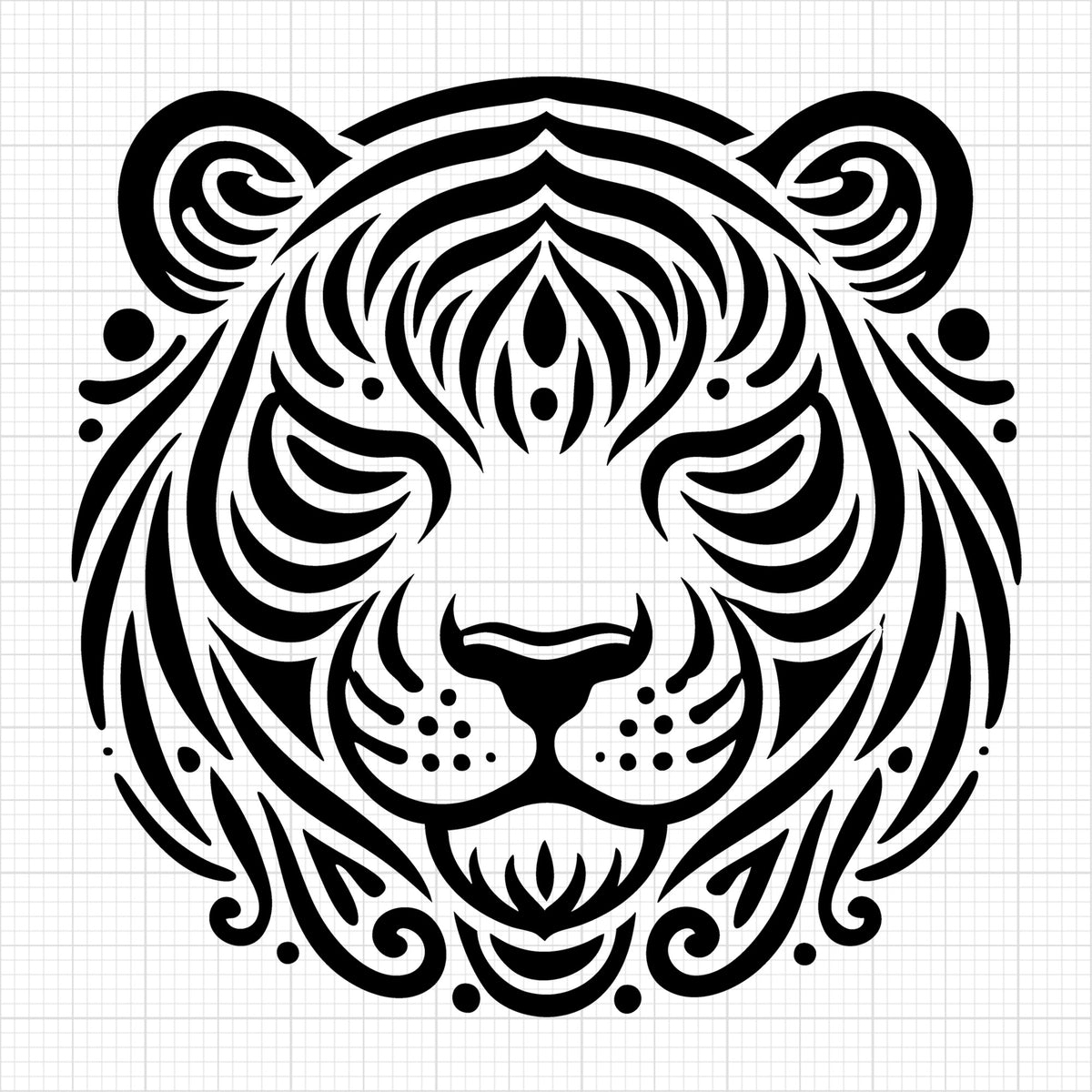 Silhouette of a Stylized Tiger Head Design