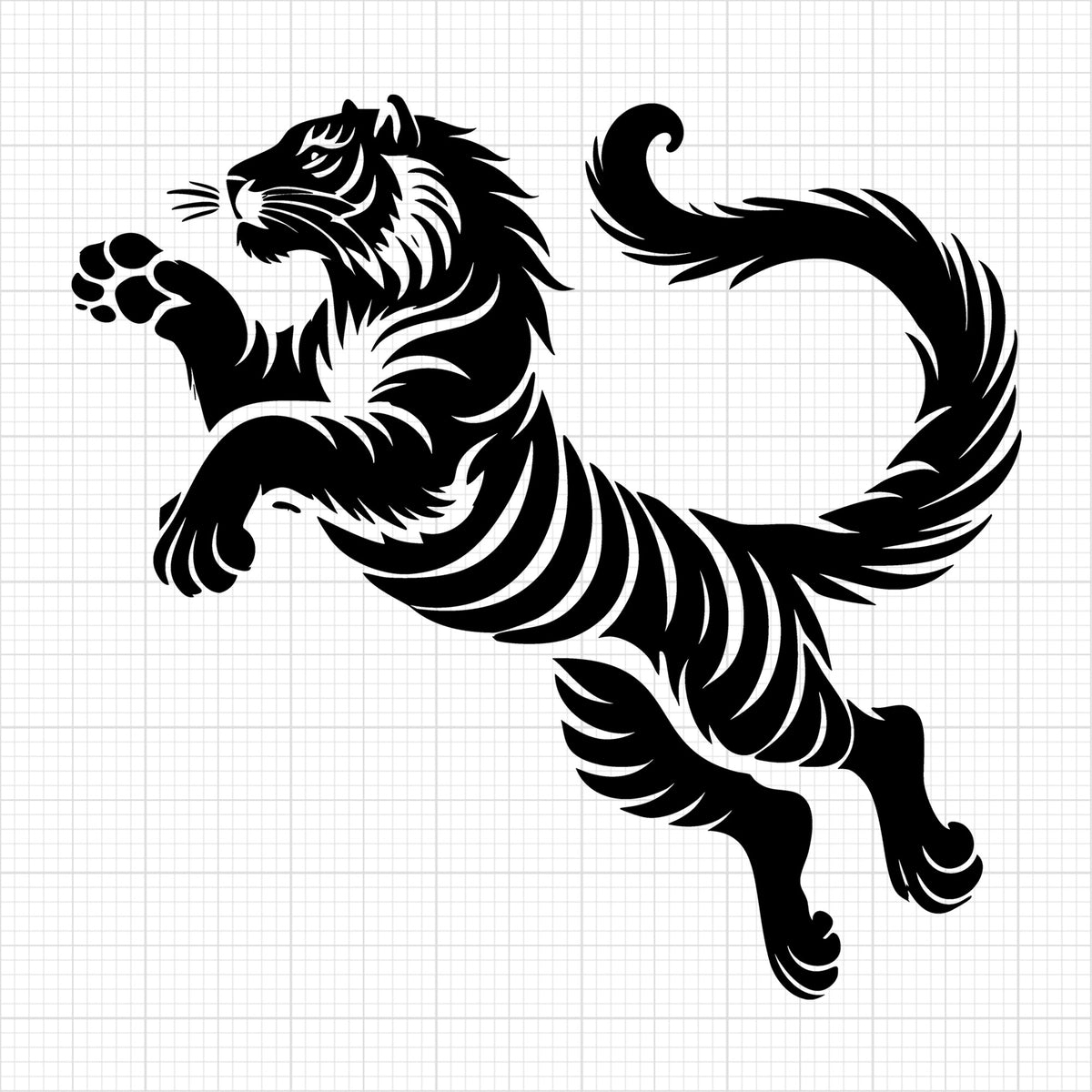 Silhouette of a Tiger Leaping in Mid Air