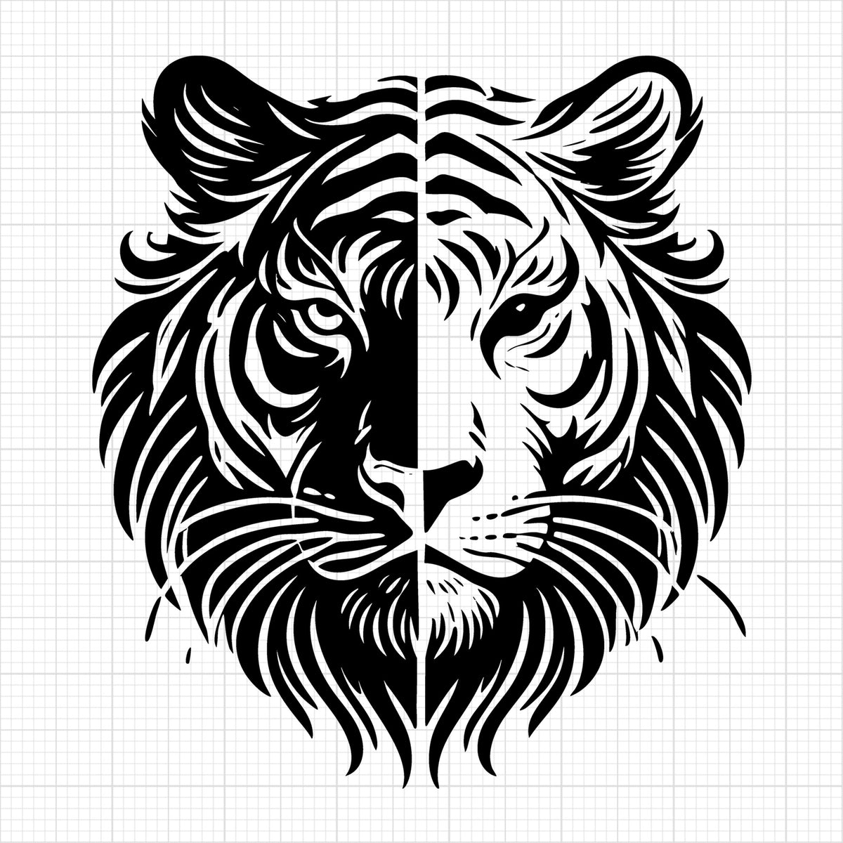 Silhouette of a Tiger With Detailed Fur Design