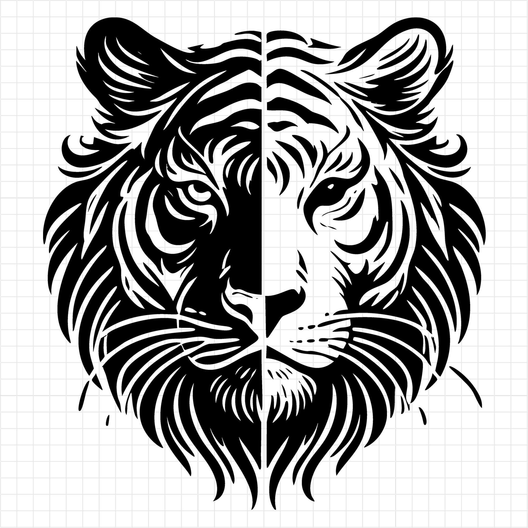 Silhouette of a Tiger With Detailed Fur Design SVG