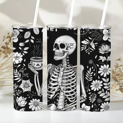 Skeleton Coffee Tumbler Sublimation Bundle PNG 20 oz