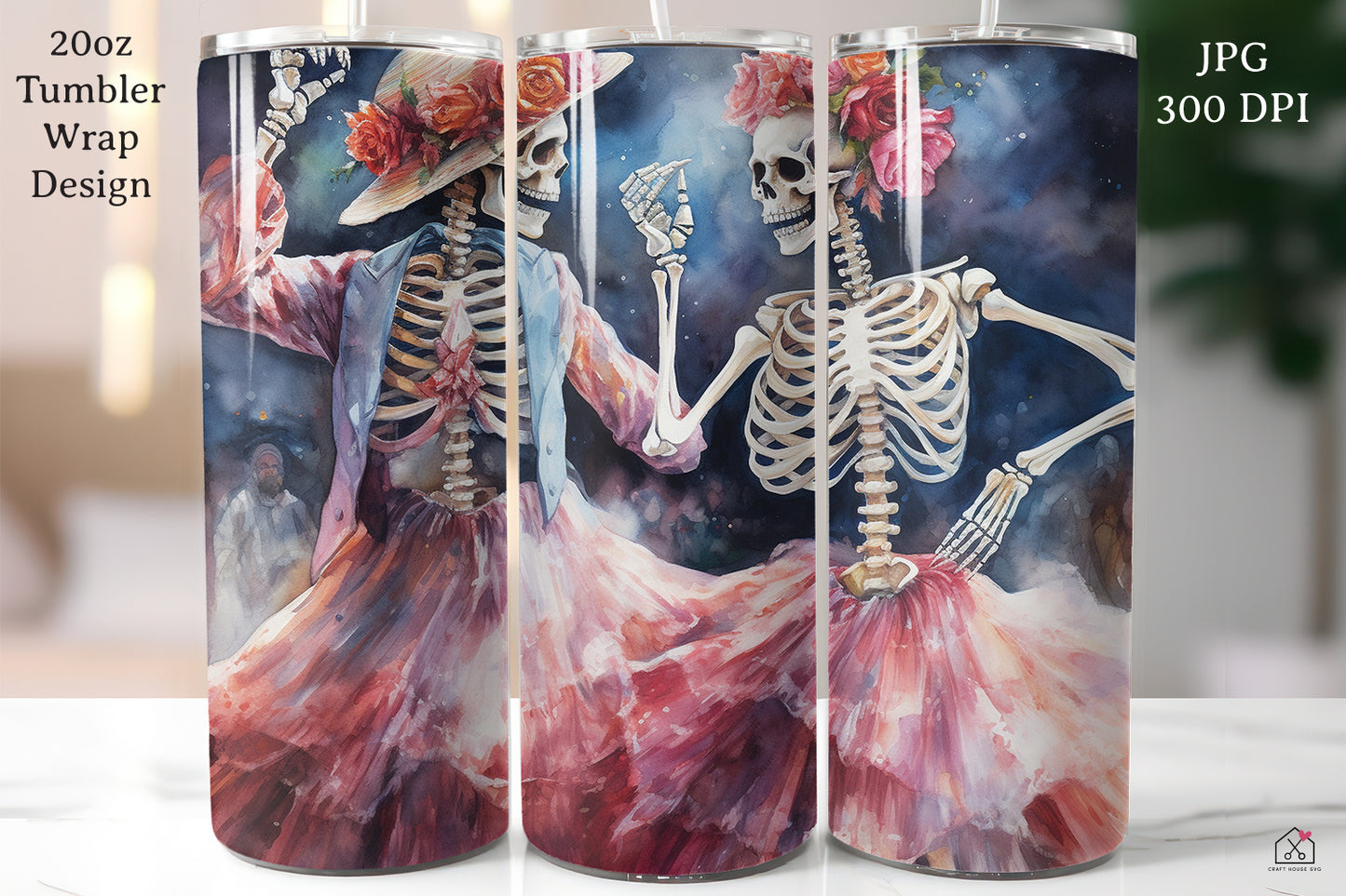 Watercolor Halloween 20oz Tumbler Wrap Bundle Sublimation Designs JPG
